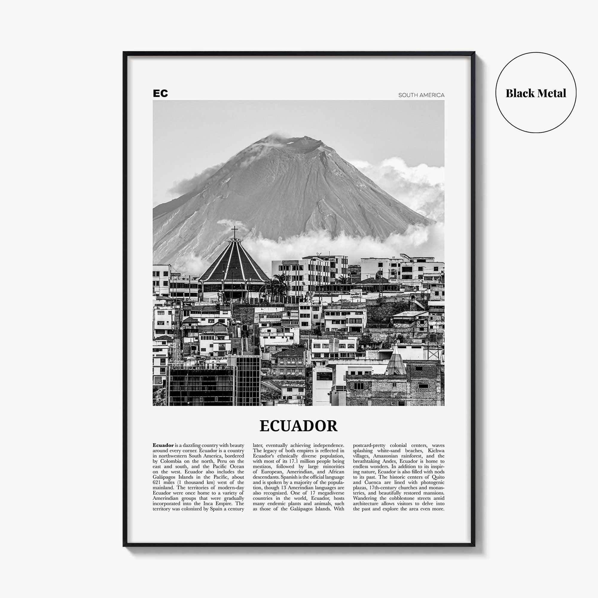 Ecuador Print Black and White No 1, Ecuador Wall Art, Ecuador Poster, Ecuador Photo, Ecuador Wall Decor, Guayaquil, Quito, South America