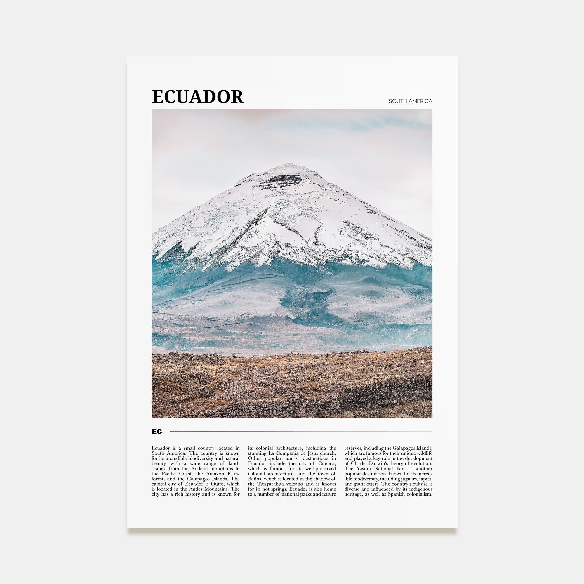 Ecuador Travel Color Poster