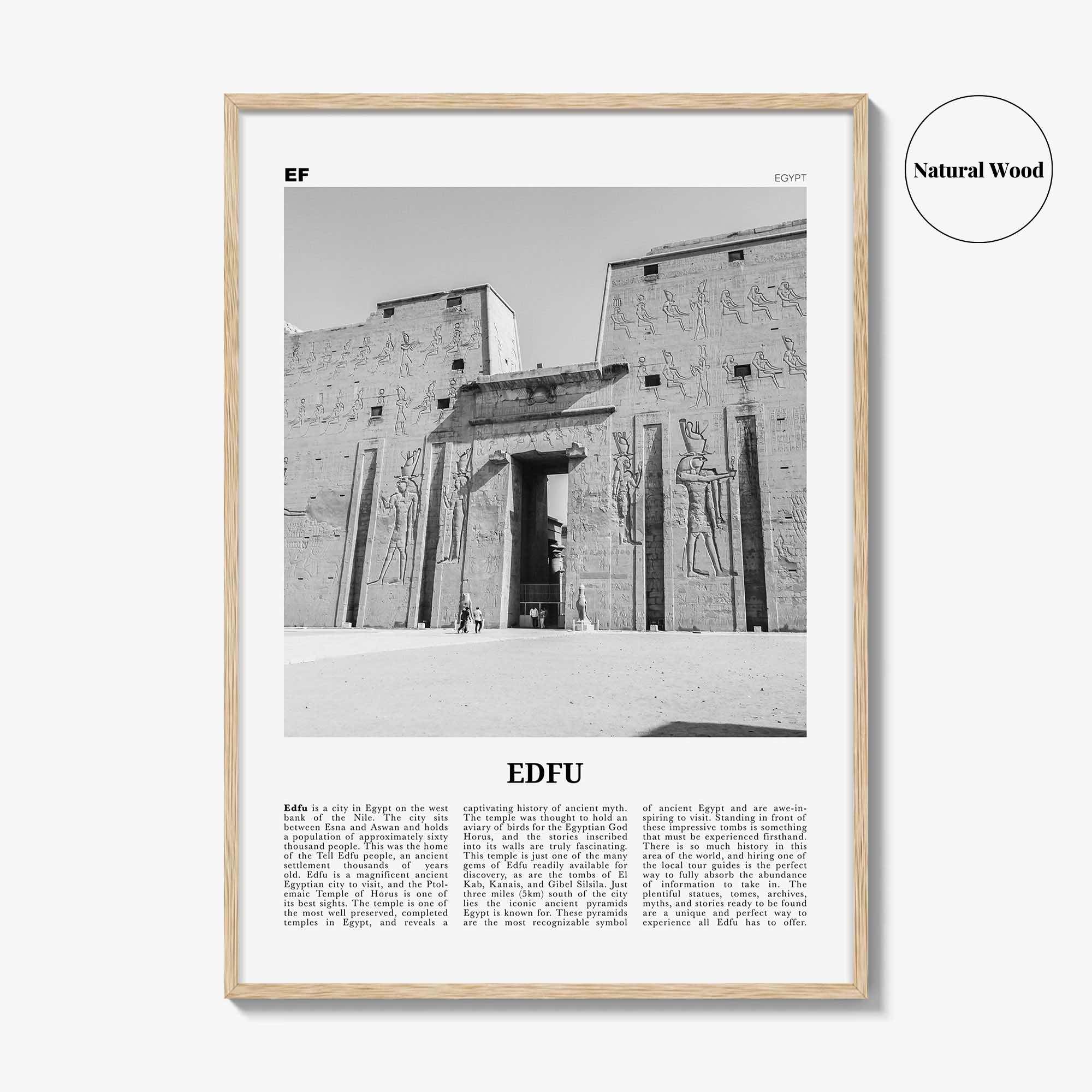 Edfu Print Black and White, Edfu Wall Art, Edfu Poster, Edfu Photo, Edfu Map, Egypt