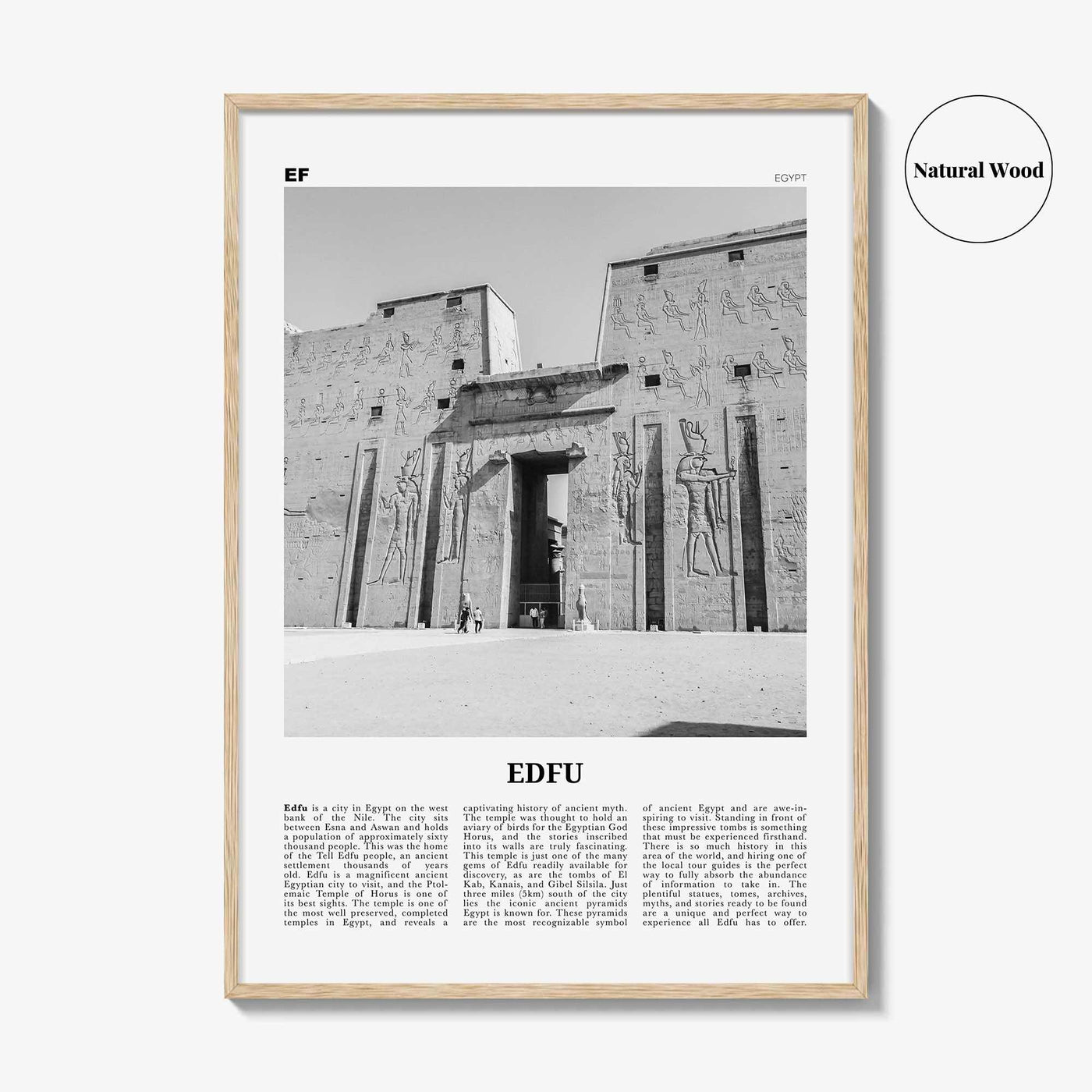 Edfu Print Black and White, Edfu Wall Art, Edfu Poster, Edfu Photo, Edfu Map, Egypt