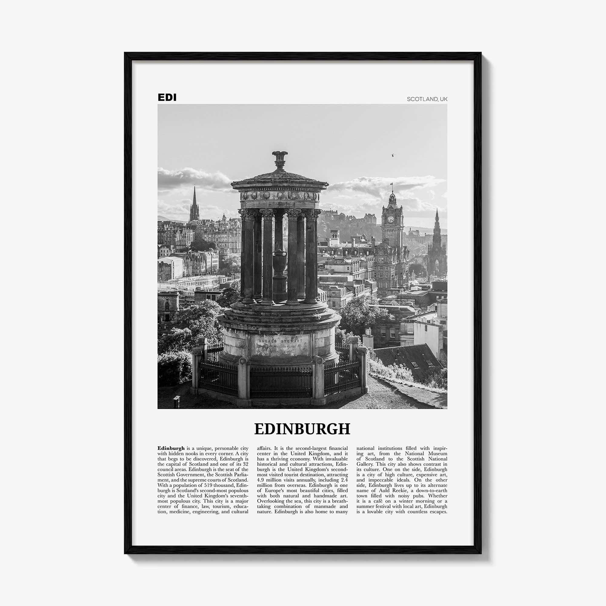 Edinburgh Print Black and White No 1, Edinburgh Wall Art, Edinburgh Poster, Edinburgh Photo, Edinburgh Wall, Scotland, UK, United Kingdom