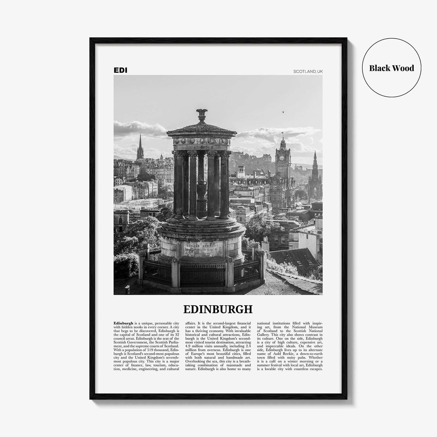 Edinburgh Print Black and White No 1, Edinburgh Wall Art, Edinburgh Poster, Edinburgh Photo, Edinburgh Wall, Scotland, UK, United Kingdom