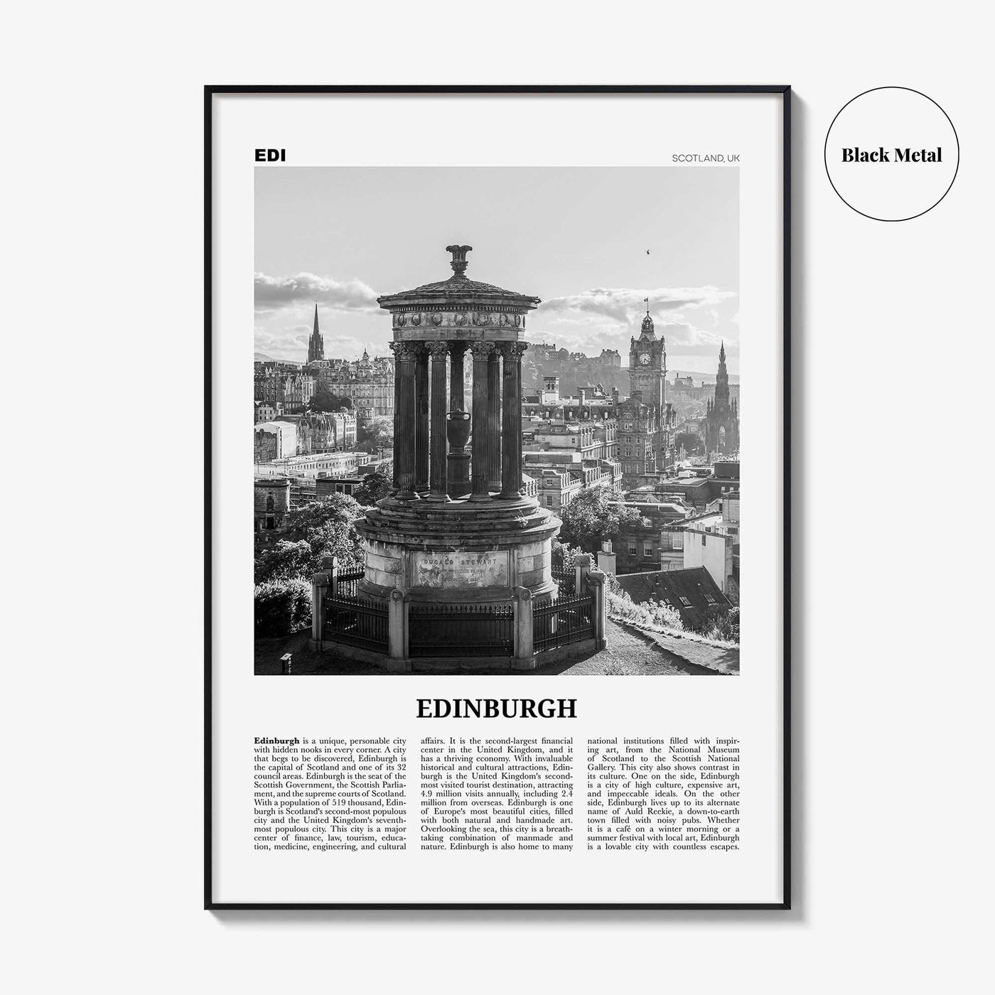 Edinburgh Print Black and White No 1, Edinburgh Wall Art, Edinburgh Poster, Edinburgh Photo, Edinburgh Wall, Scotland, UK, United Kingdom