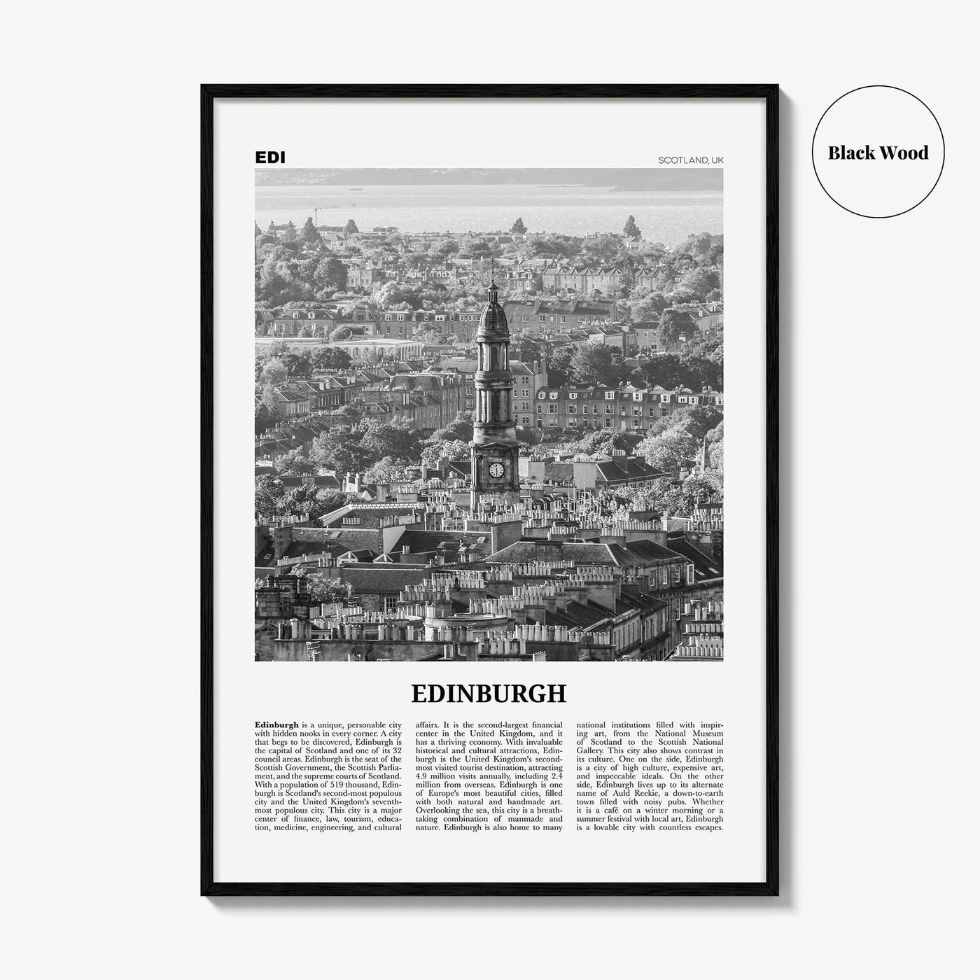 Edinburgh Print Black and White No 2, Edinburgh Wall Art, Edinburgh Poster, Edinburgh Photo, Edinburgh Wall, Scotland, UK, United Kingdom