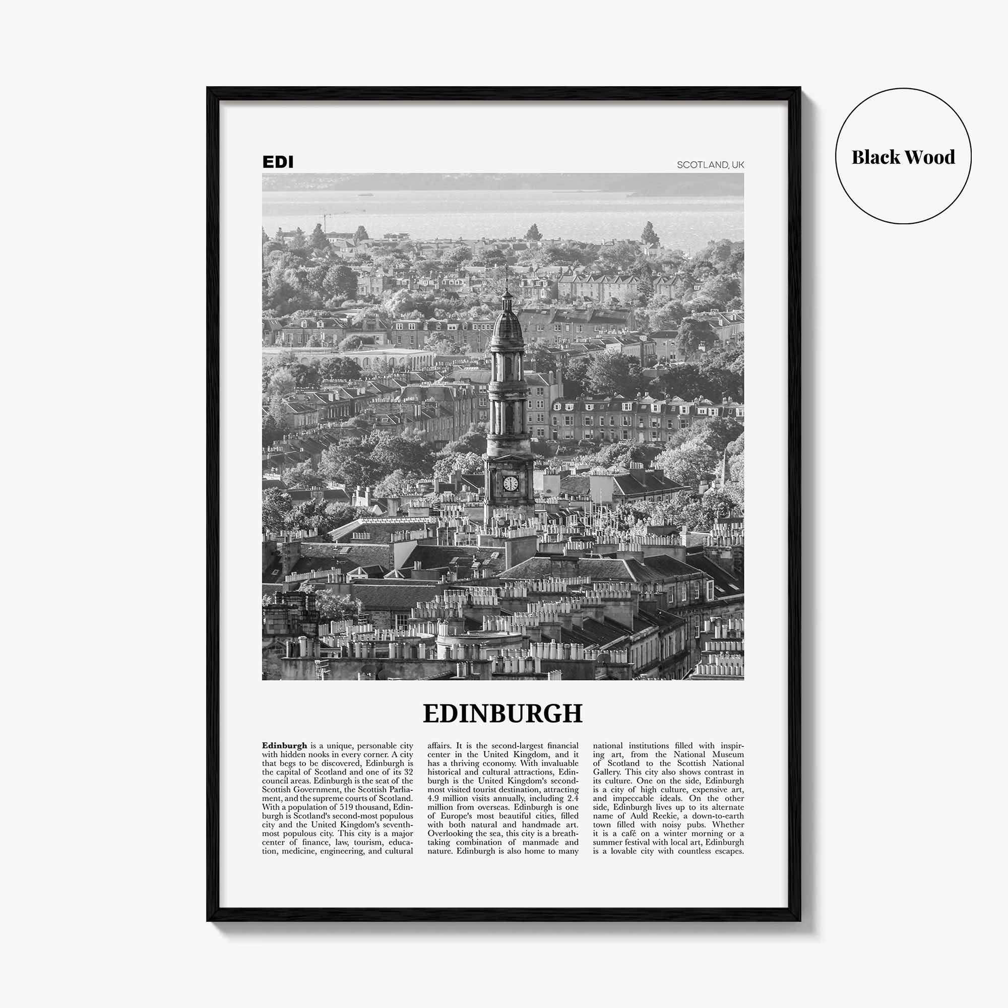 Edinburgh Print Black and White No 2, Edinburgh Wall Art, Edinburgh Poster, Edinburgh Photo, Edinburgh Wall, Scotland, UK, United Kingdom