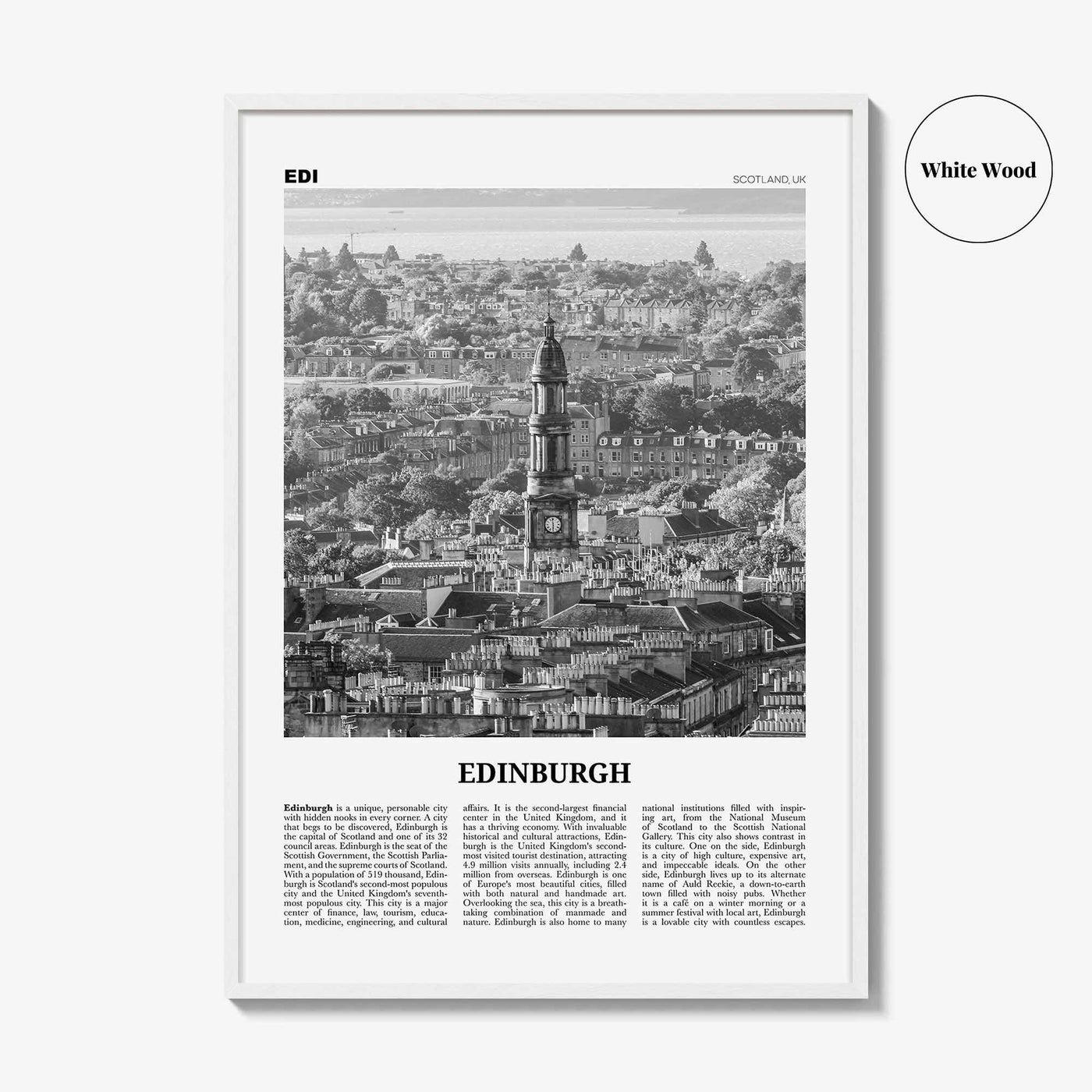 Edinburgh Print Black and White No 2, Edinburgh Wall Art, Edinburgh Poster, Edinburgh Photo, Edinburgh Wall, Scotland, UK, United Kingdom