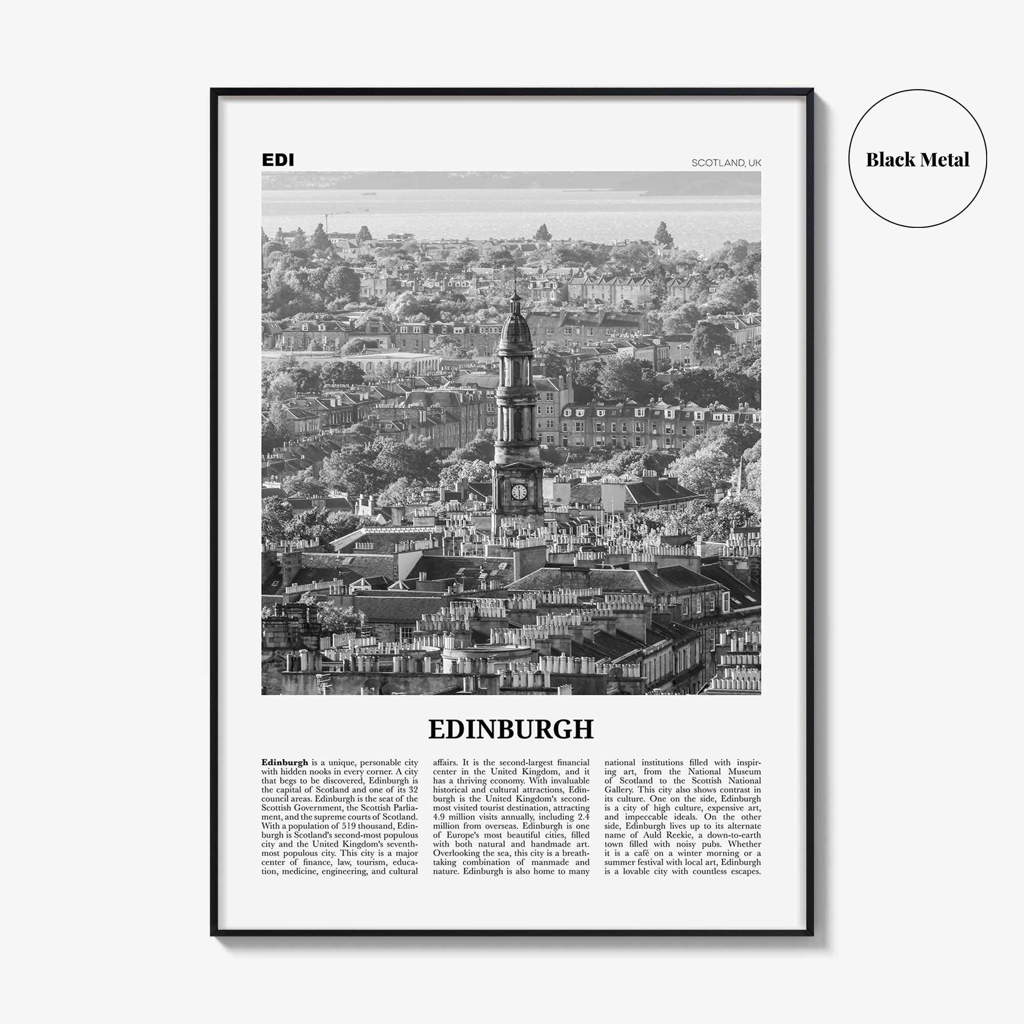 Edinburgh Print Black and White No 2, Edinburgh Wall Art, Edinburgh Poster, Edinburgh Photo, Edinburgh Wall, Scotland, UK, United Kingdom