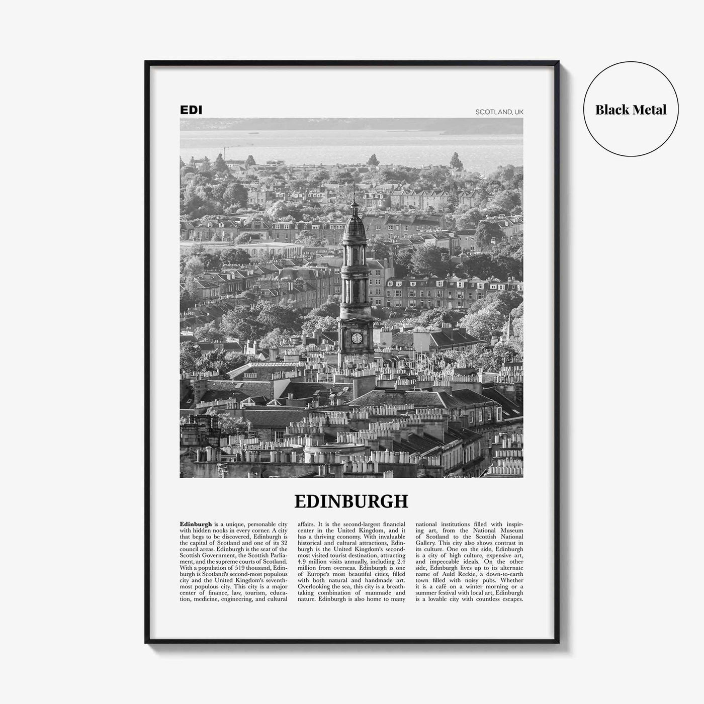 Edinburgh Print Black and White No 2, Edinburgh Wall Art, Edinburgh Poster, Edinburgh Photo, Edinburgh Wall, Scotland, UK, United Kingdom