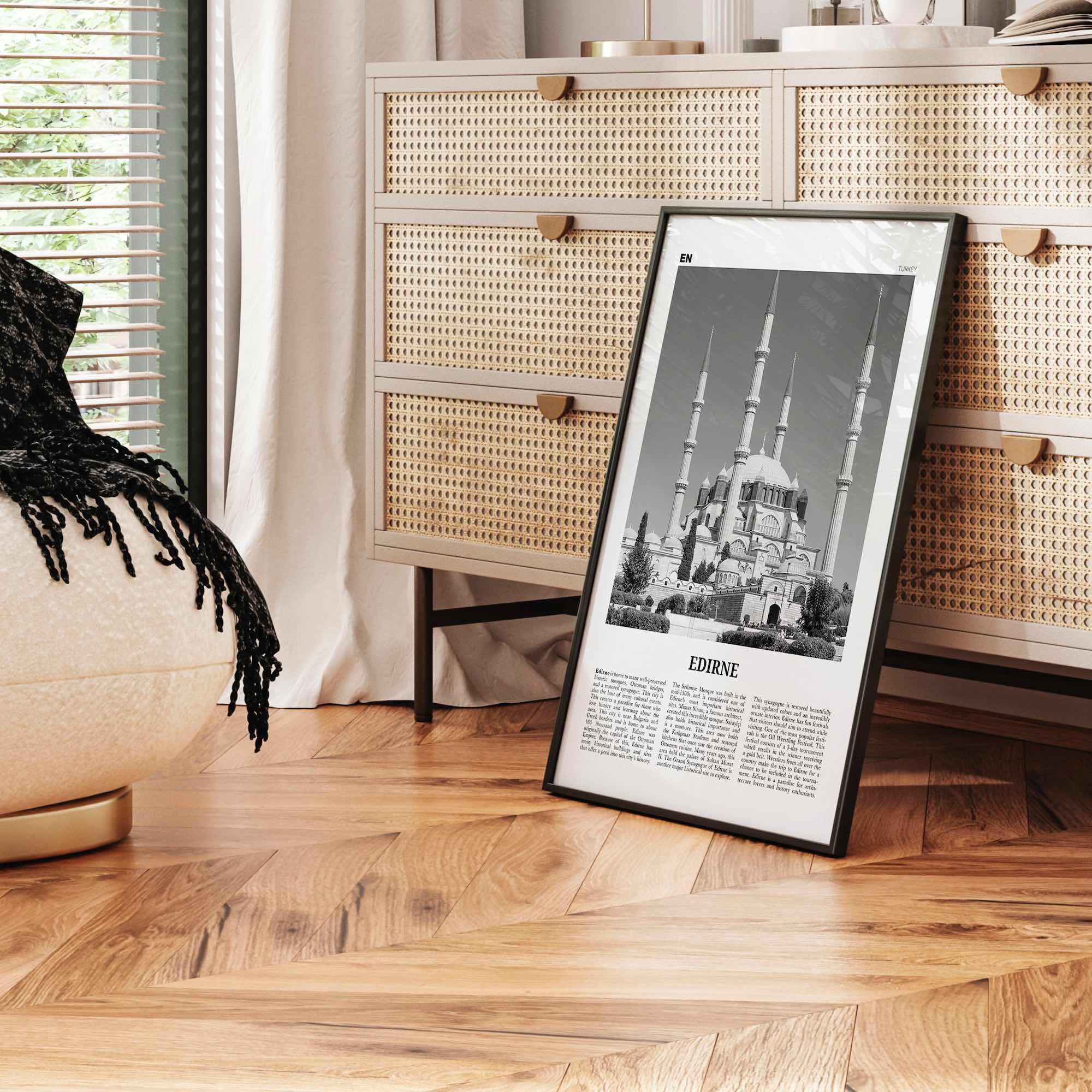 Edirne Print Black and White, Edirne Wall Art, Edirne Poster, Edirne Photo, Edirne Wall Décor, Edirne Map, Turkey