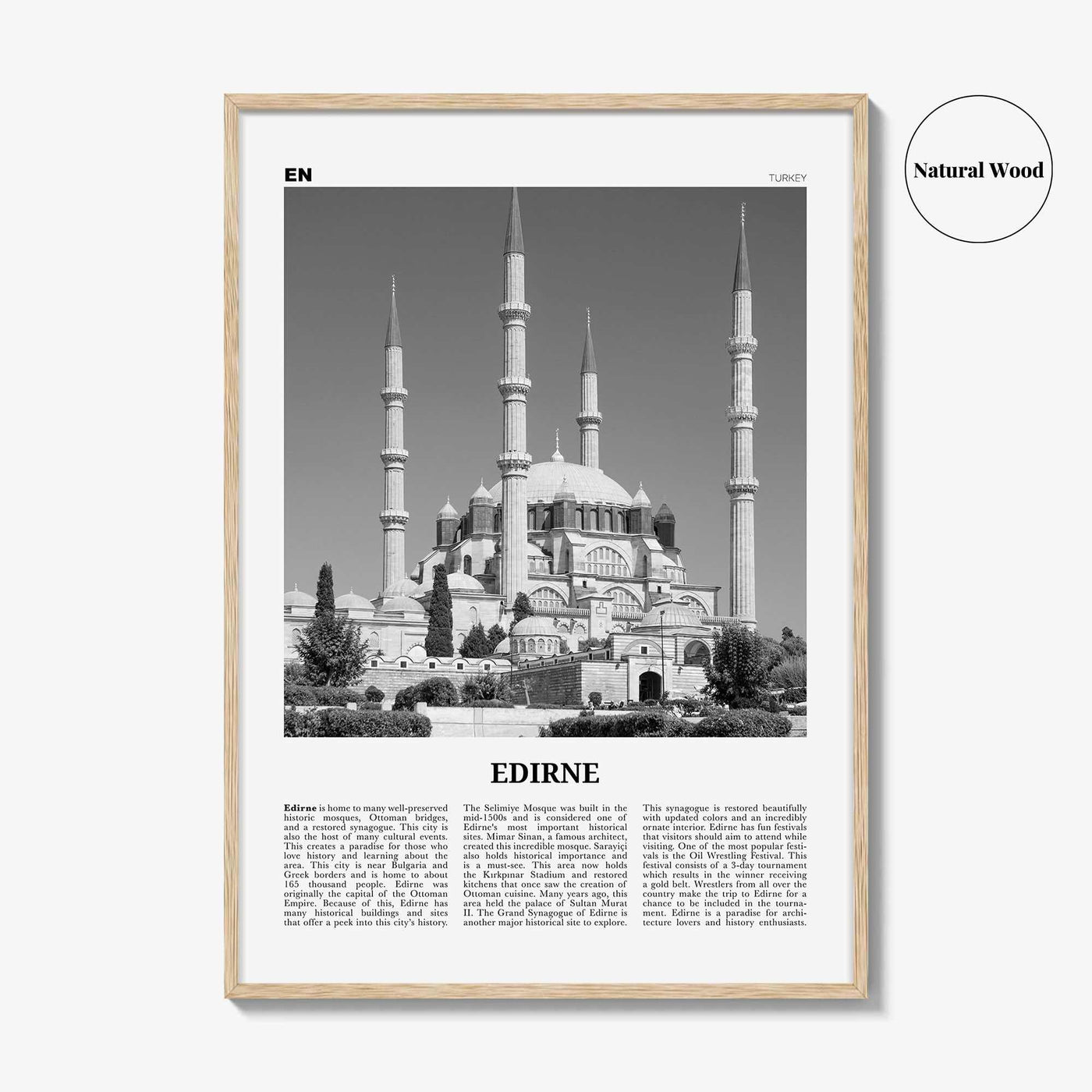 Edirne Print Black and White, Edirne Wall Art, Edirne Poster, Edirne Photo, Edirne Wall Décor, Edirne Map, Turkey