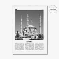 Edirne Print Black and White, Edirne Wall Art, Edirne Poster, Edirne Photo, Edirne Wall Décor, Edirne Map, Turkey