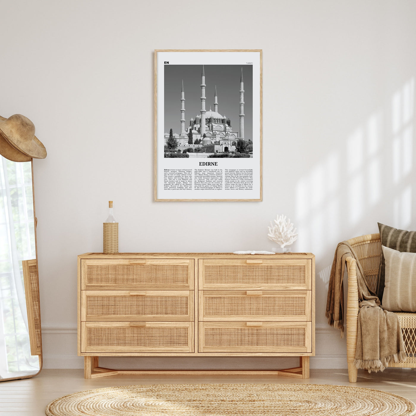 Edirne Travel B&W Poster