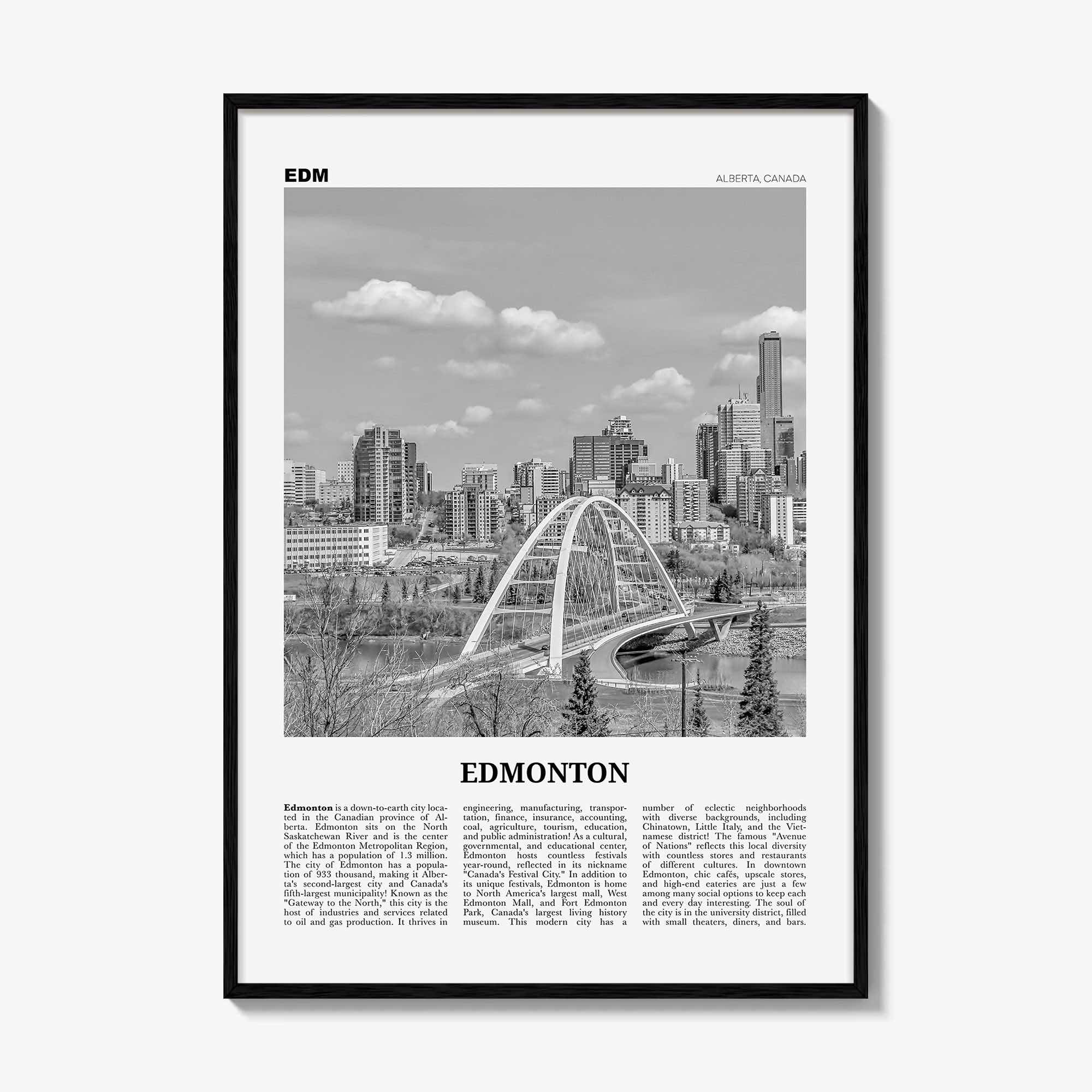 Edmonton Print Black and White No 1, Edmonton Wall Art, Edmonton Poster, Edmonton Photo, Edmonton Wall Decor, Alberta, Canada, America