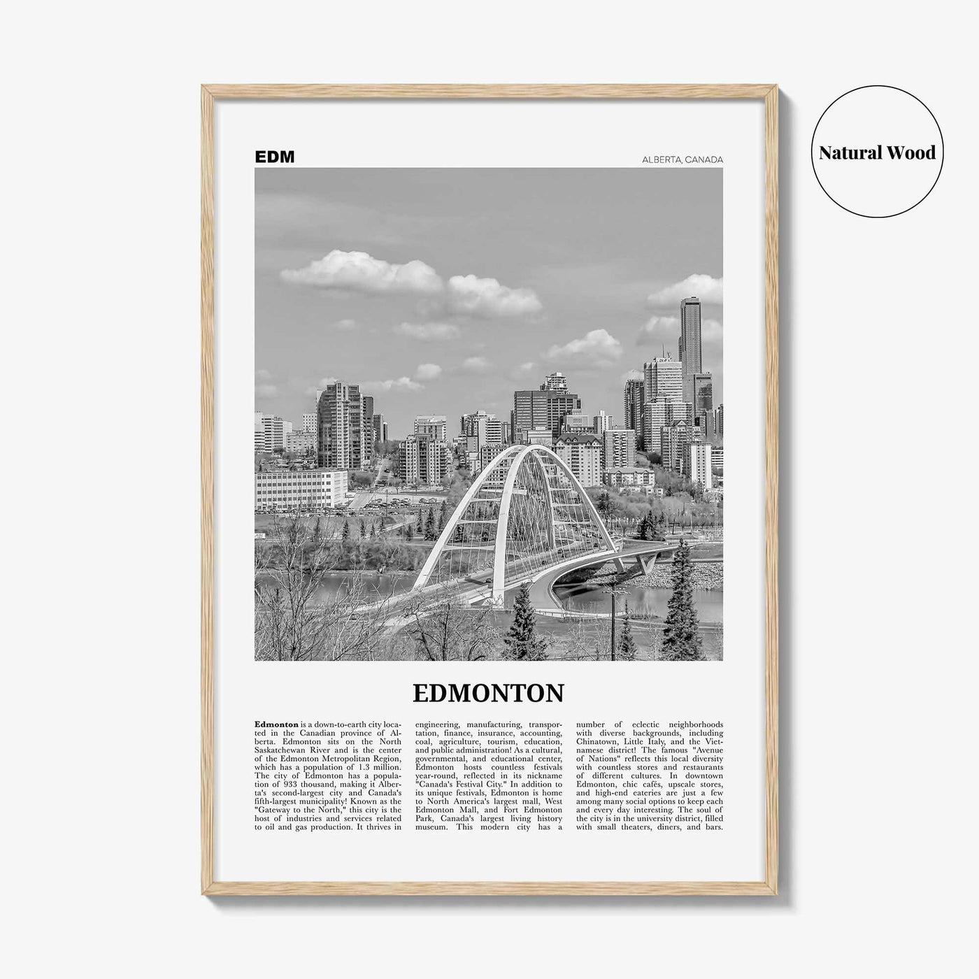 Edmonton Print Black and White No 1, Edmonton Wall Art, Edmonton Poster, Edmonton Photo, Edmonton Wall Decor, Alberta, Canada, America