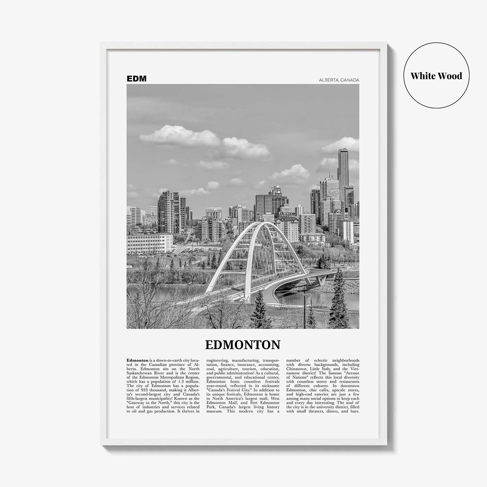 Edmonton Print Black and White No 1, Edmonton Wall Art, Edmonton Poster, Edmonton Photo, Edmonton Wall Decor, Alberta, Canada, America