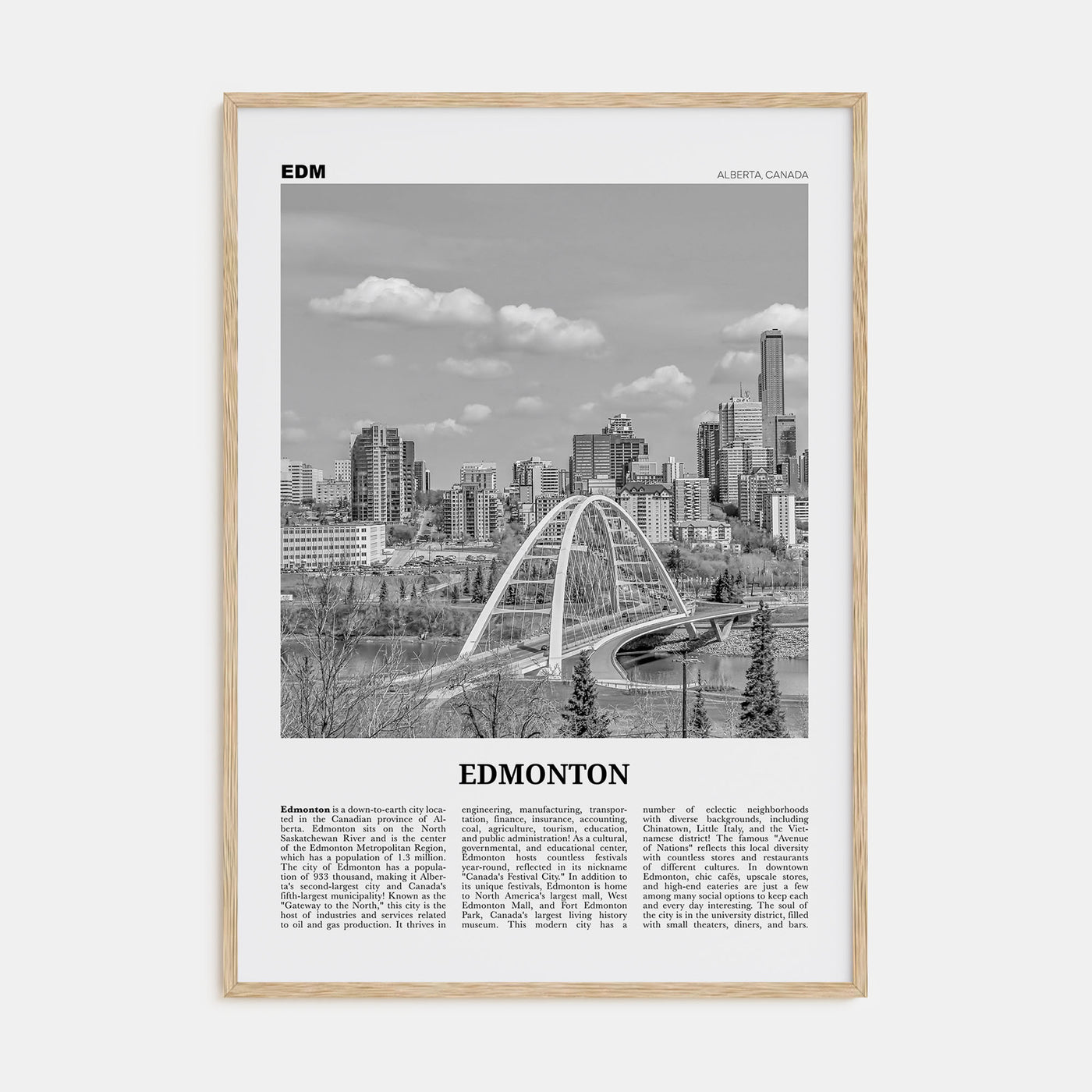 Edmonton Travel B&W No 1 Poster