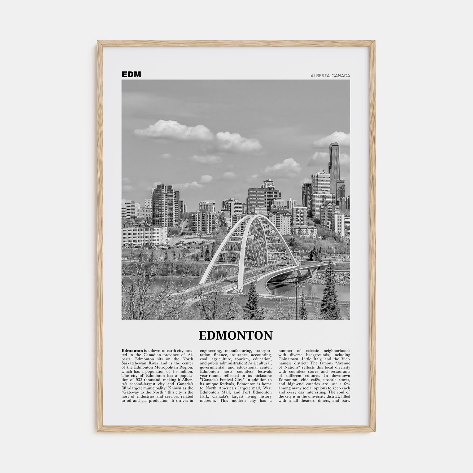 Edmonton Travel B&W No 1 Poster