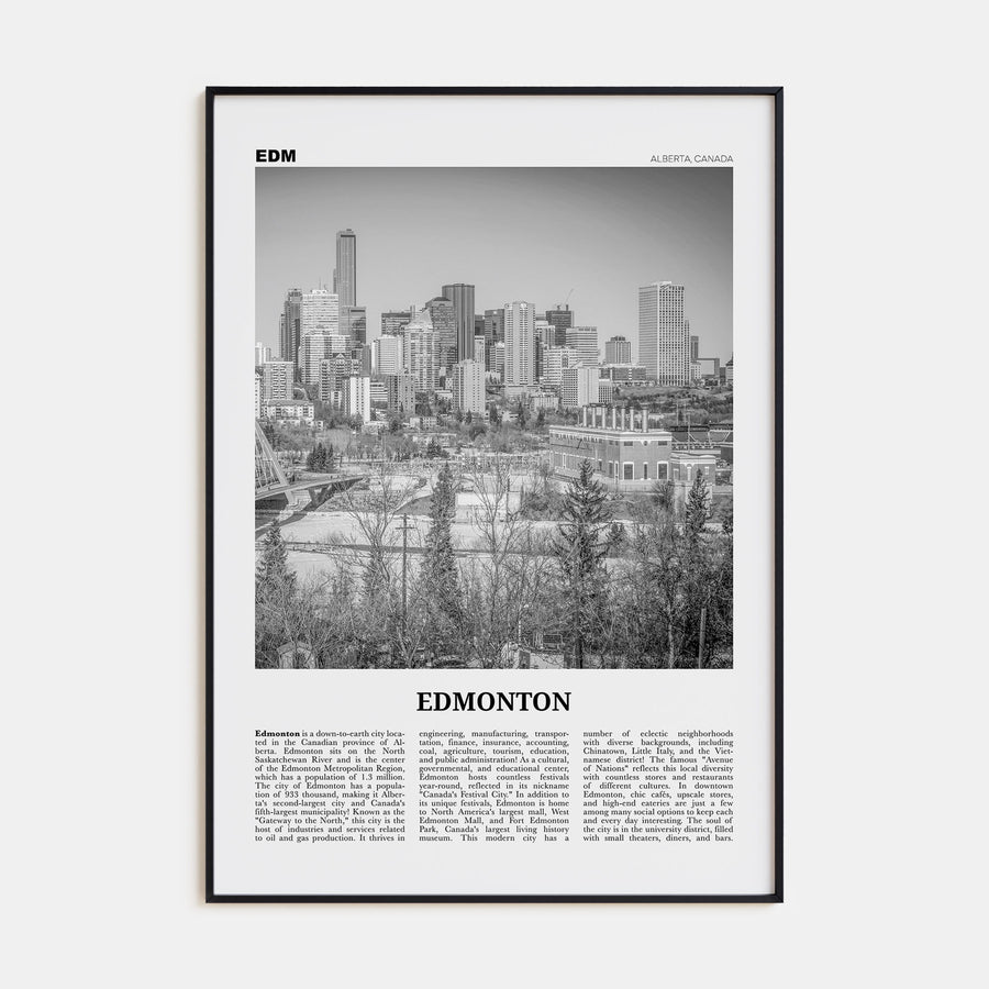 Edmonton Travel B&W No 2 Poster
