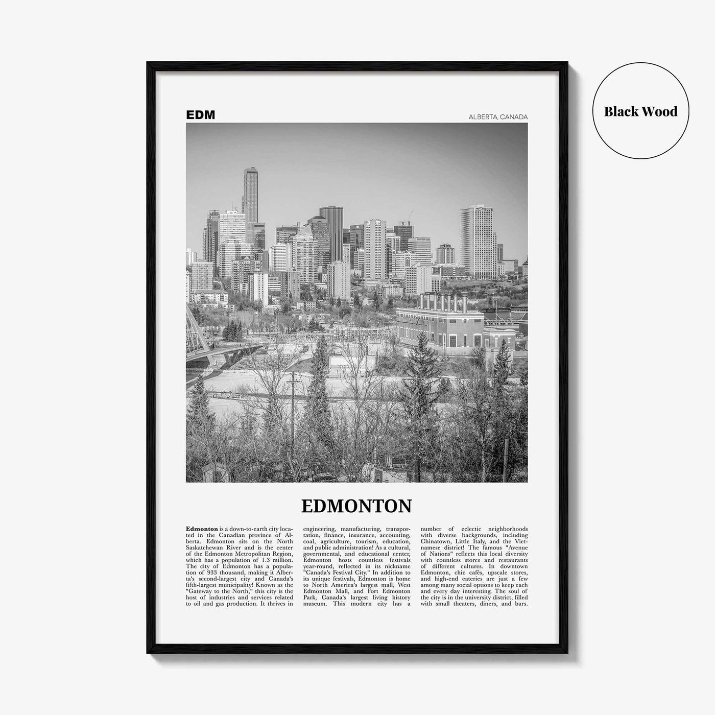 Edmonton Print Black and White No 2, Edmonton Wall Art, Edmonton Poster, Edmonton Photo, Edmonton Wall Decor, Alberta, Canada, America