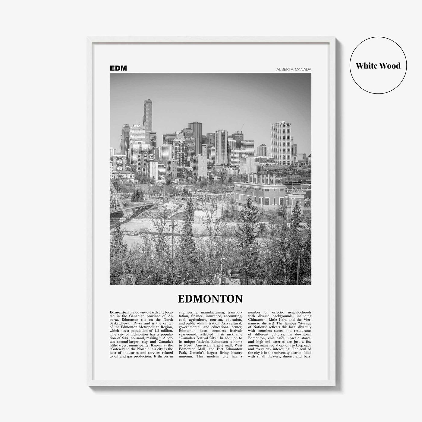 Edmonton Print Black and White No 2, Edmonton Wall Art, Edmonton Poster, Edmonton Photo, Edmonton Wall Decor, Alberta, Canada, America