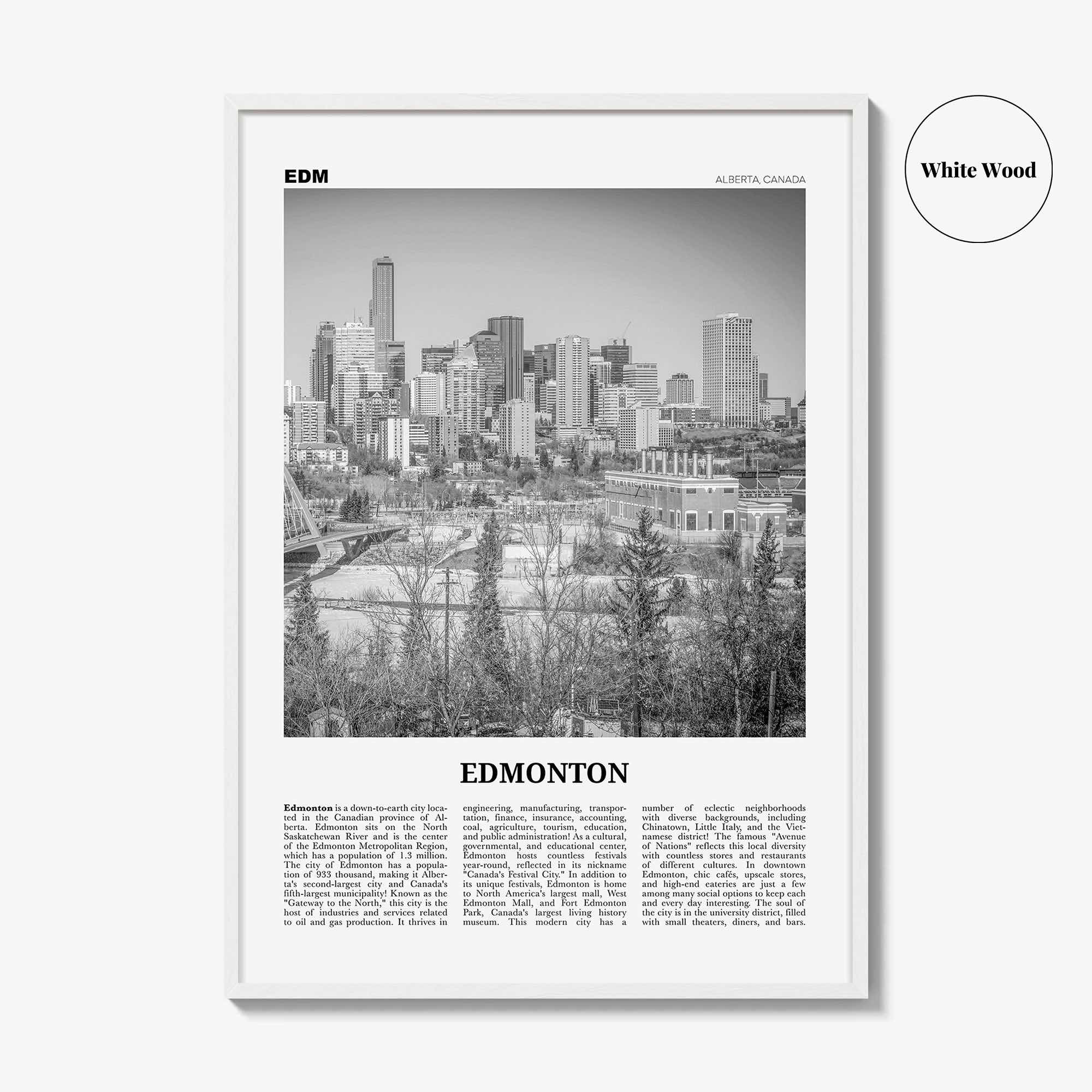 Edmonton Print Black and White No 2, Edmonton Wall Art, Edmonton Poster, Edmonton Photo, Edmonton Wall Decor, Alberta, Canada, America