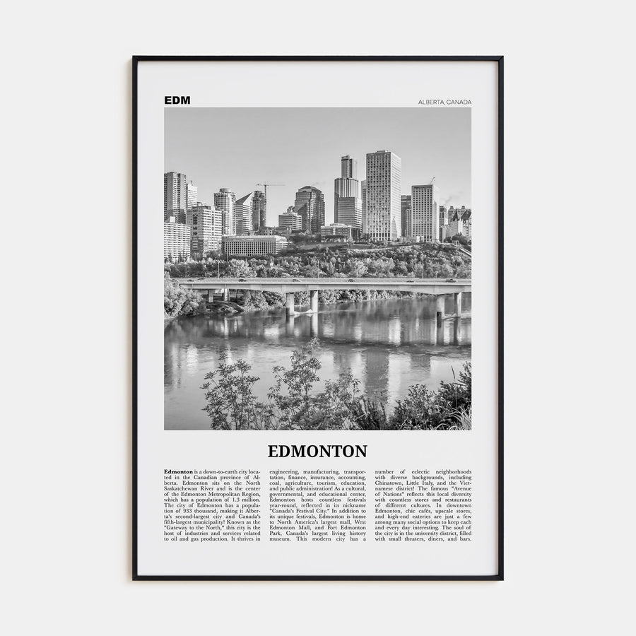Edmonton Travel B&W No 3 Poster
