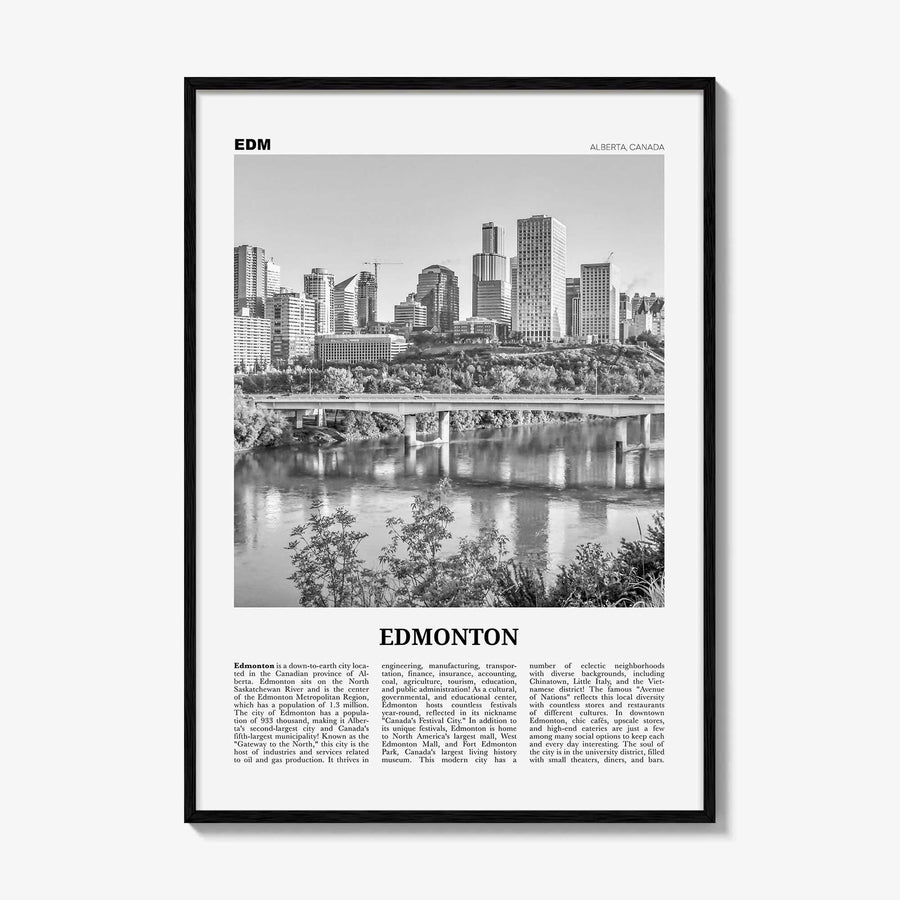 Edmonton Print Black and White No 3, Edmonton Wall Art, Edmonton Poster, Edmonton Photo, Edmonton Wall Decor, Alberta, Canada, America