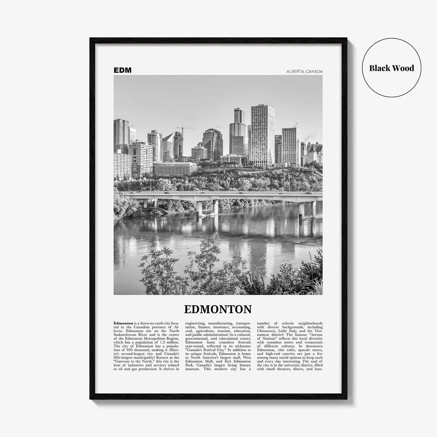 Edmonton Print Black and White No 3, Edmonton Wall Art, Edmonton Poster, Edmonton Photo, Edmonton Wall Decor, Alberta, Canada, America