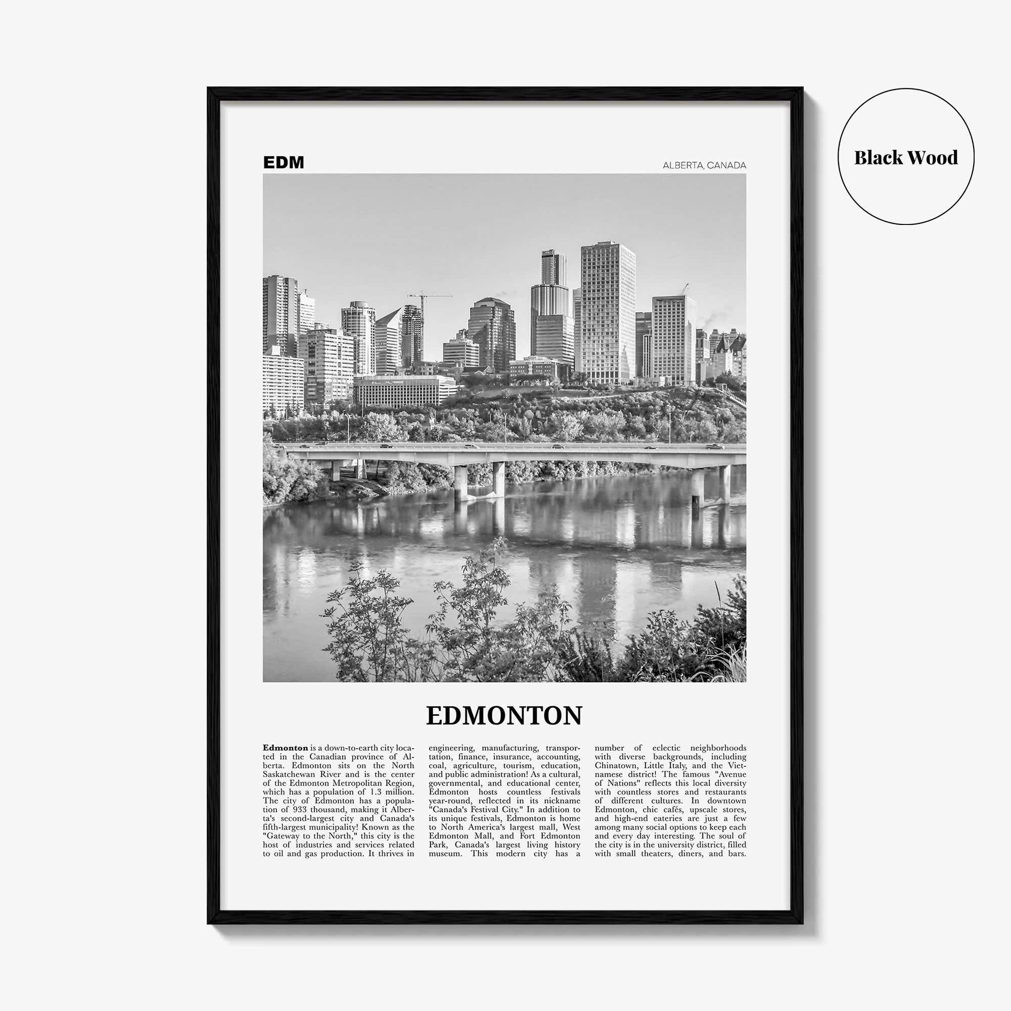 Edmonton Print Black and White No 3, Edmonton Wall Art, Edmonton Poster, Edmonton Photo, Edmonton Wall Decor, Alberta, Canada, America