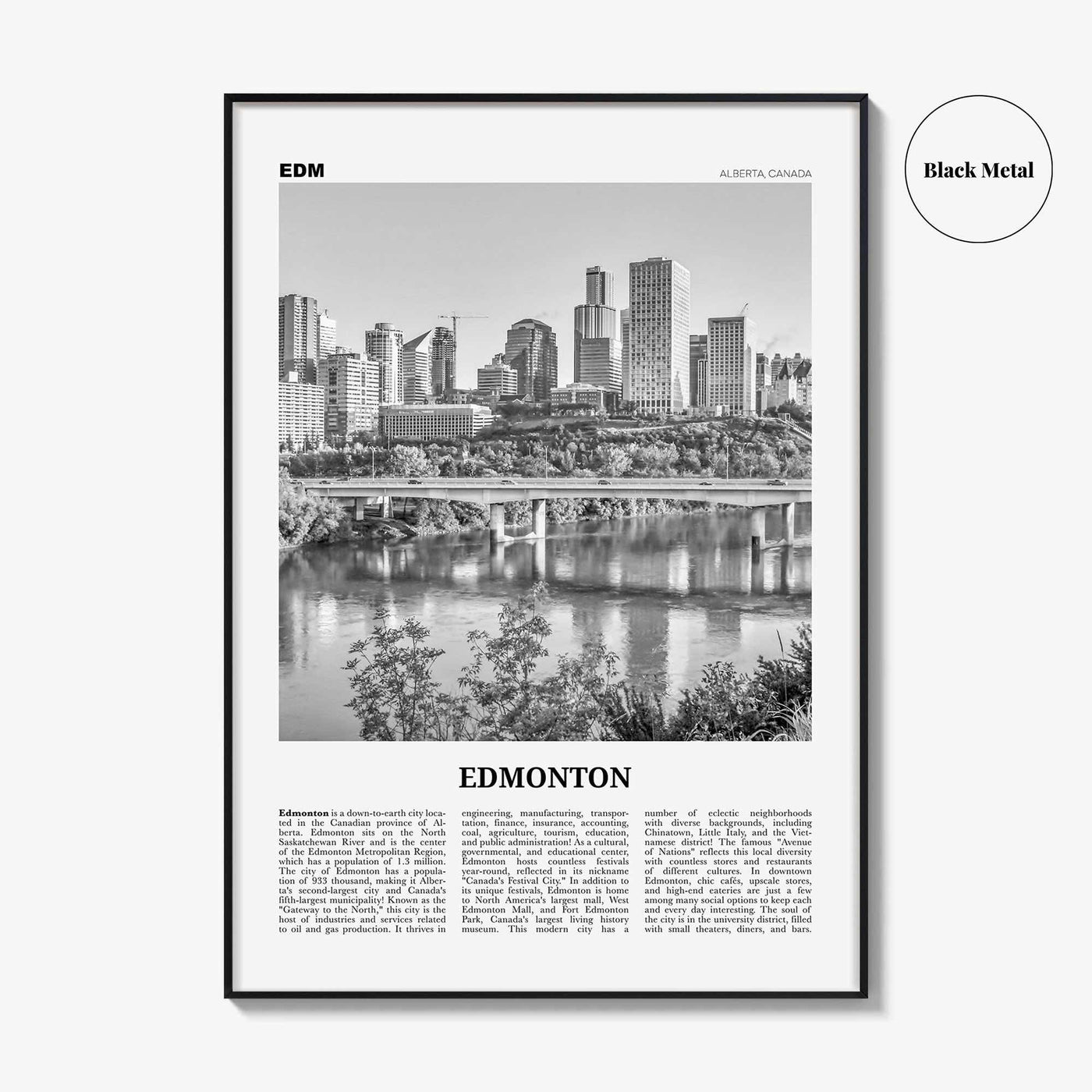 Edmonton Print Black and White No 3, Edmonton Wall Art, Edmonton Poster, Edmonton Photo, Edmonton Wall Decor, Alberta, Canada, America