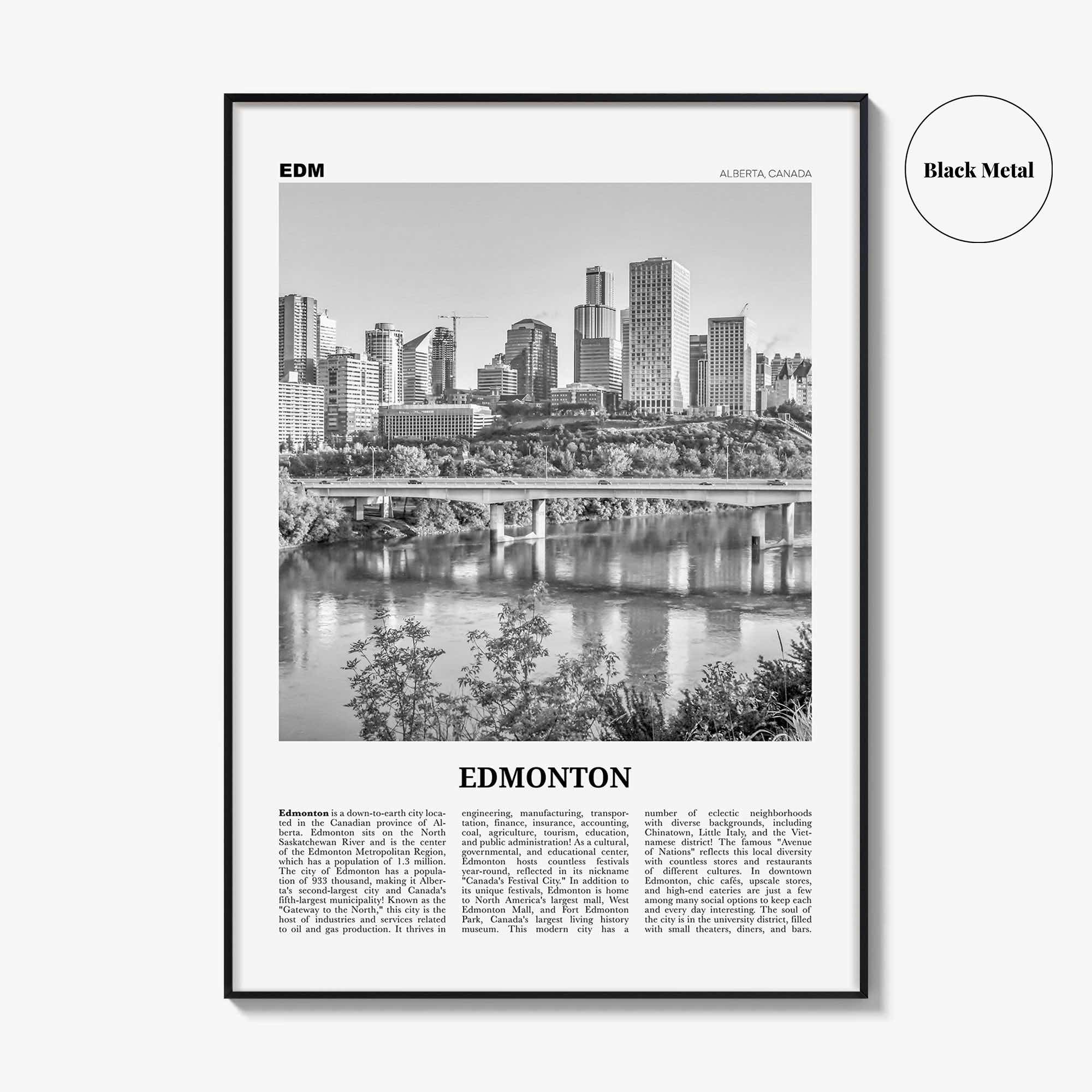 Edmonton Print Black and White No 3, Edmonton Wall Art, Edmonton Poster, Edmonton Photo, Edmonton Wall Decor, Alberta, Canada, America