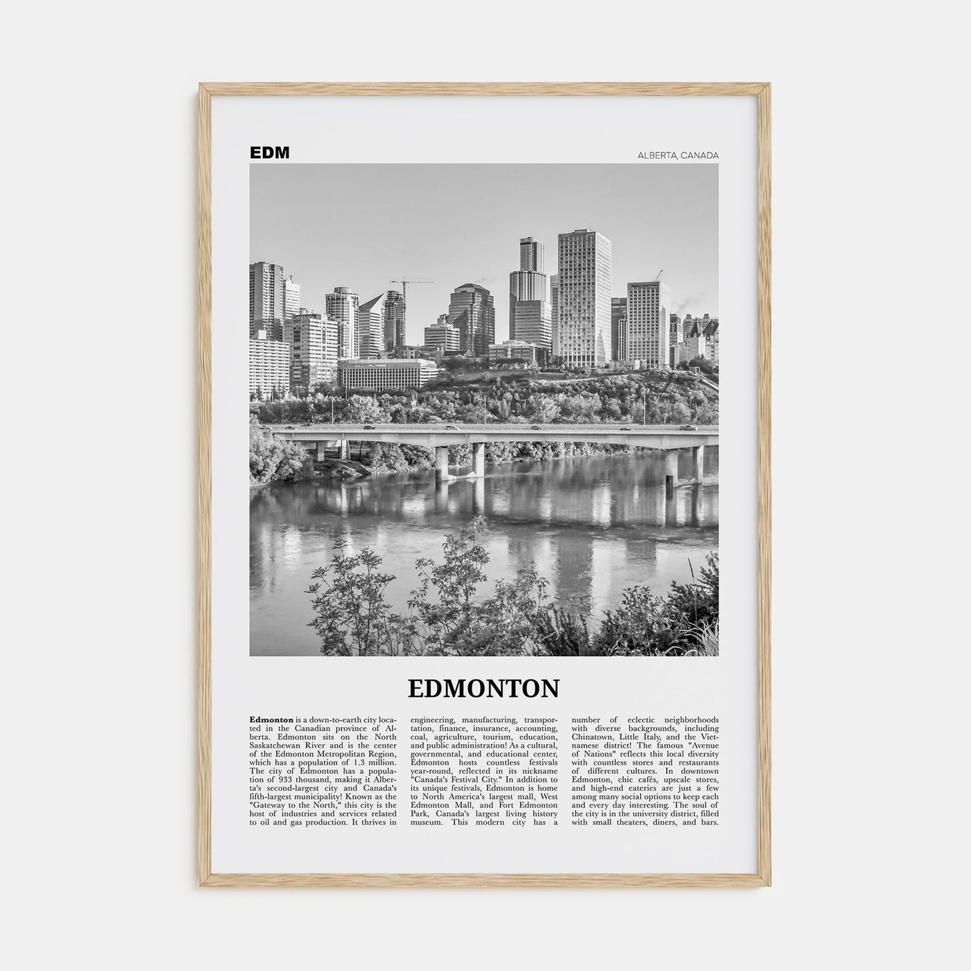 Edmonton Travel B&W No 3 Poster