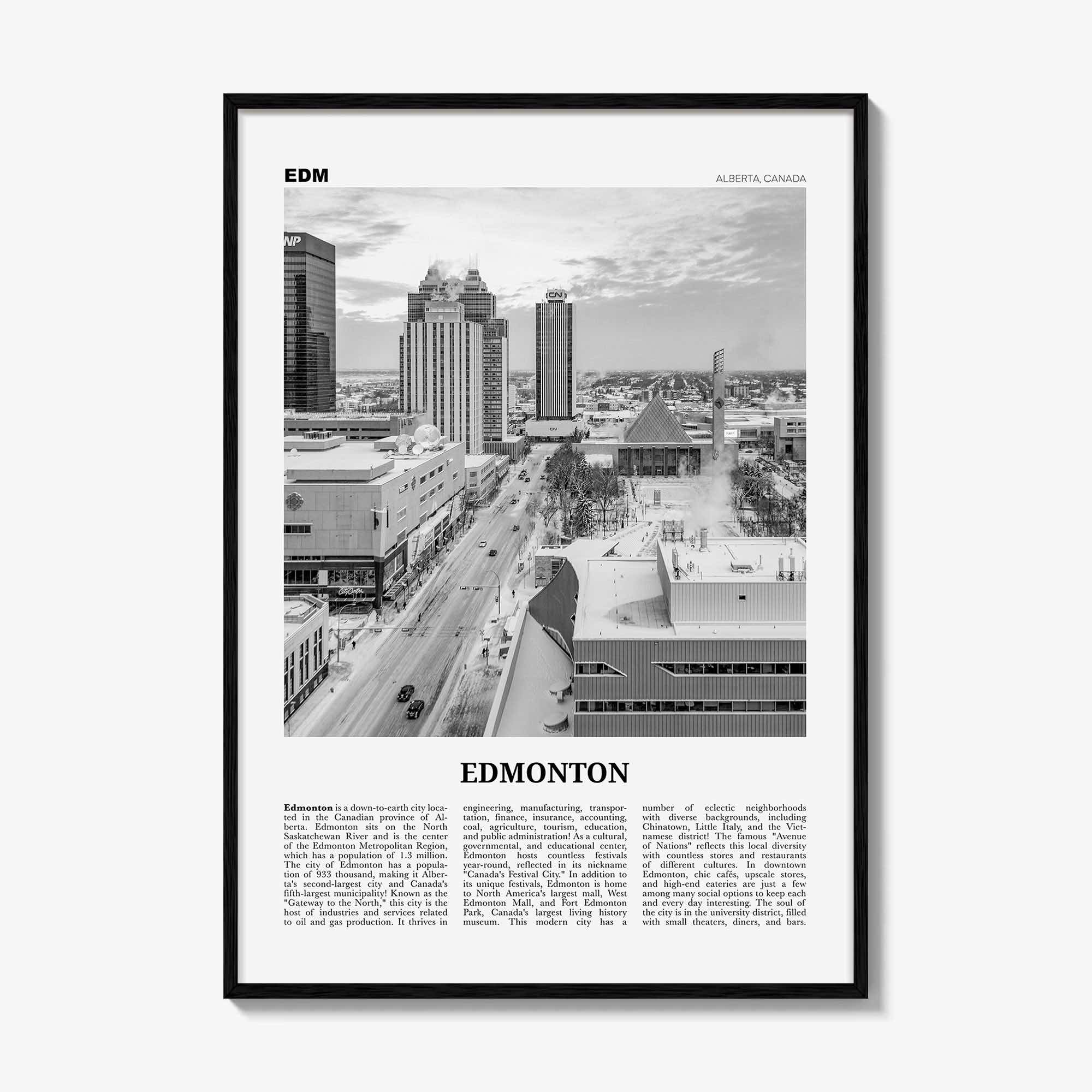 Edmonton Print Black and White No 4, Edmonton Wall Art, Edmonton Poster, Edmonton Photo, Edmonton Wall Decor, Alberta, Canada, America