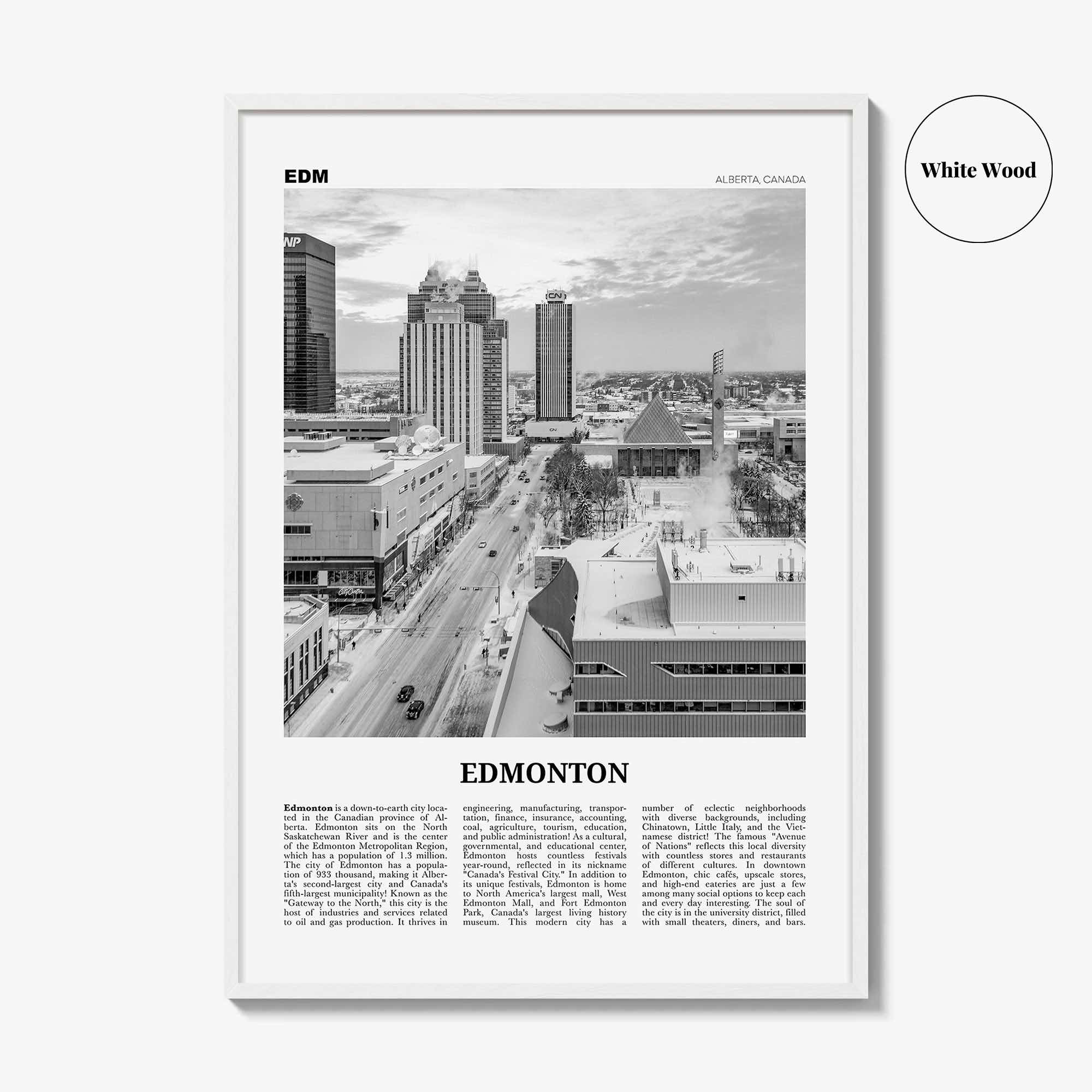 Edmonton Print Black and White No 4, Edmonton Wall Art, Edmonton Poster, Edmonton Photo, Edmonton Wall Decor, Alberta, Canada, America