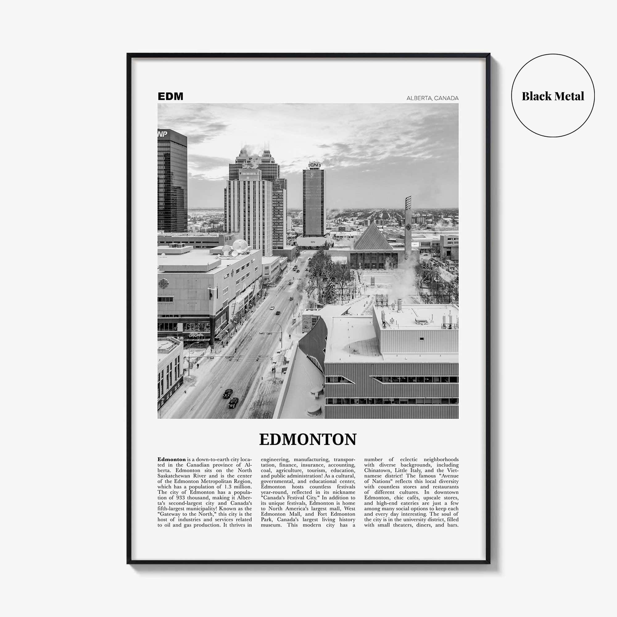 Edmonton Print Black and White No 4, Edmonton Wall Art, Edmonton Poster, Edmonton Photo, Edmonton Wall Decor, Alberta, Canada, America
