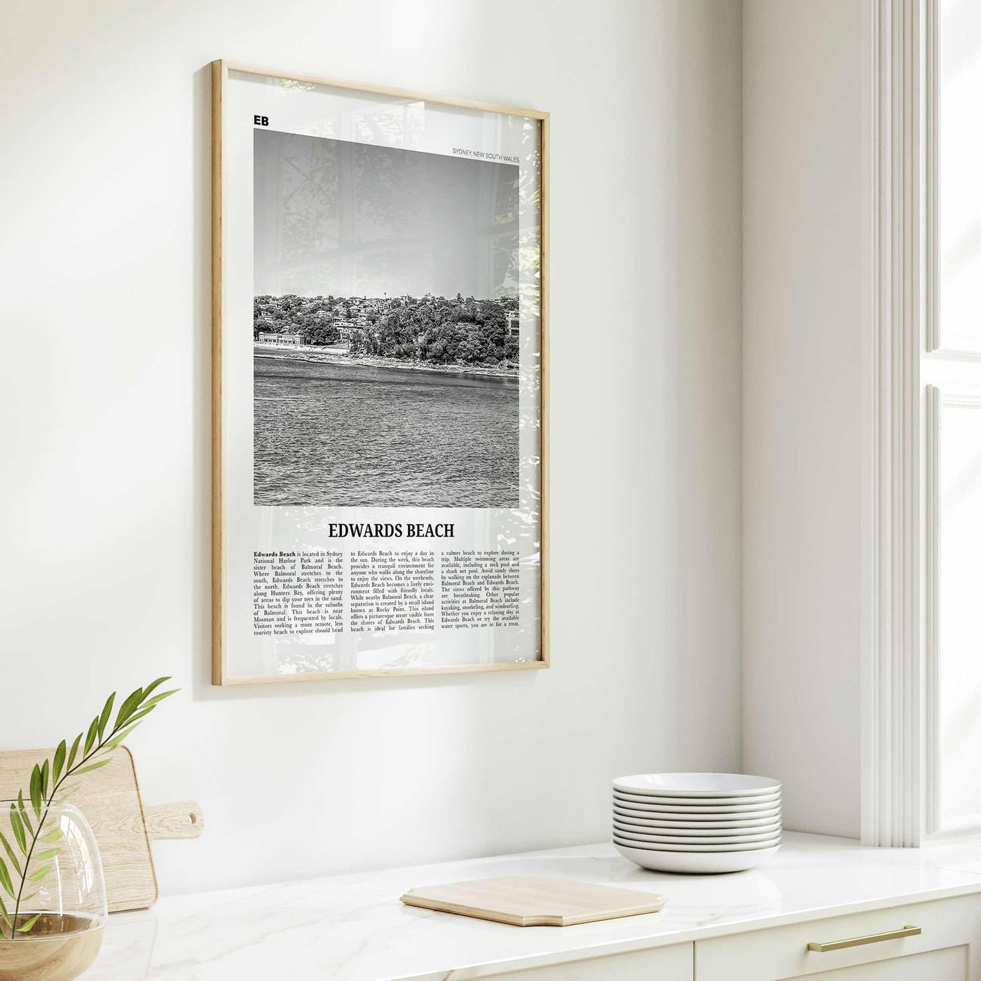 Edwards Beach Print Black and White, Edwards Beach Wall Art, Edwards Beach Poster, Edwards Beach Photo, Sydney, Australia