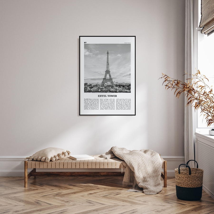 Eiffel Tower Travel B&W Poster