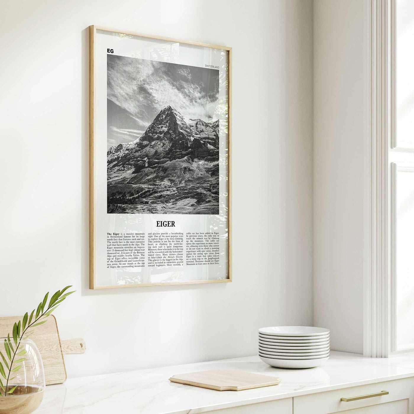 Eiger Print Black and White, Eiger Wall Art, Eiger Poster, Eiger Photo, Eiger Wall Décor, Eiger Map, Switzerland