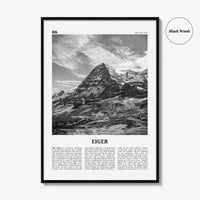 Eiger Print Black and White, Eiger Wall Art, Eiger Poster, Eiger Photo, Eiger Wall Décor, Eiger Map, Switzerland