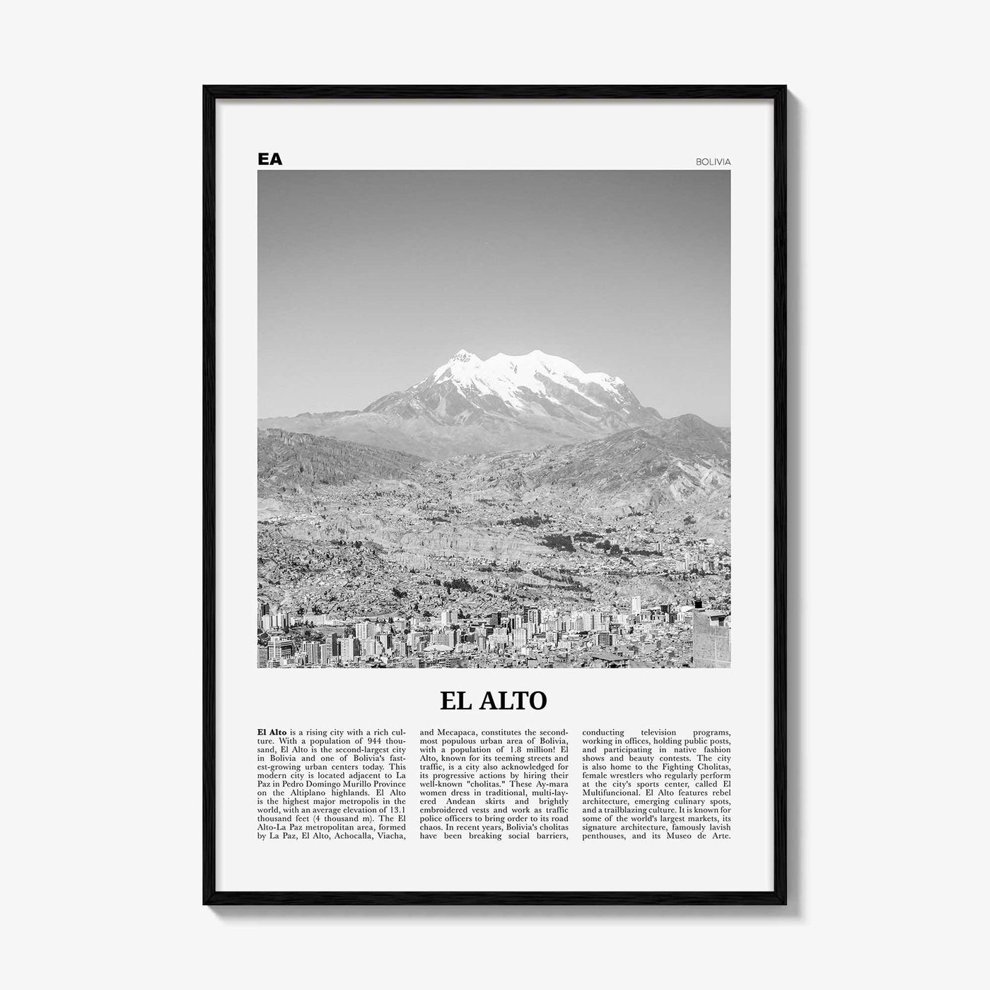 El Alto Print Black and White, El Alto Wall Art, El Alto Poster, El Alto Photo, El Alto Wall Decor, Bolivia, La Paz, South America
