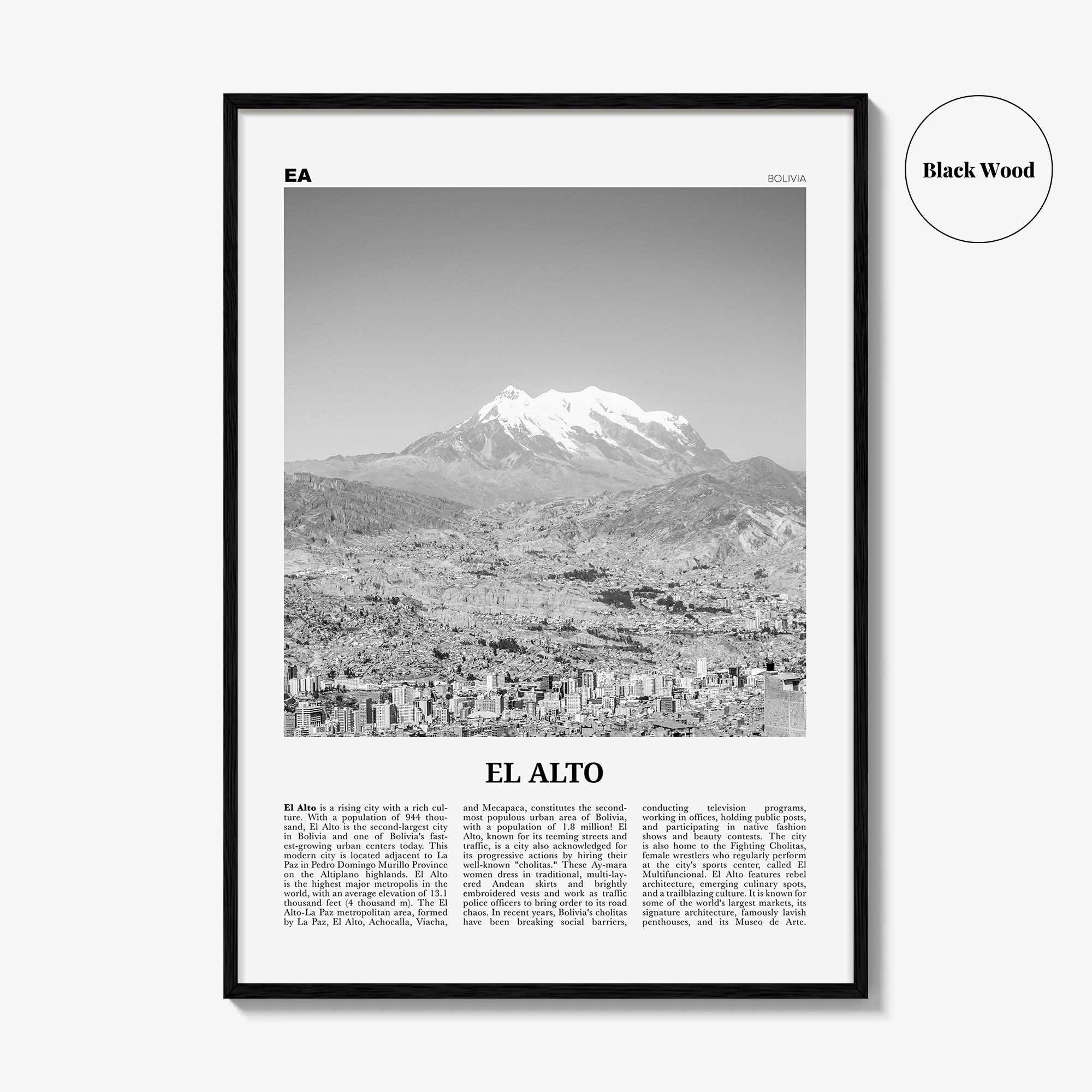 El Alto Print Black and White, El Alto Wall Art, El Alto Poster, El Alto Photo, El Alto Wall Decor, Bolivia, La Paz, South America