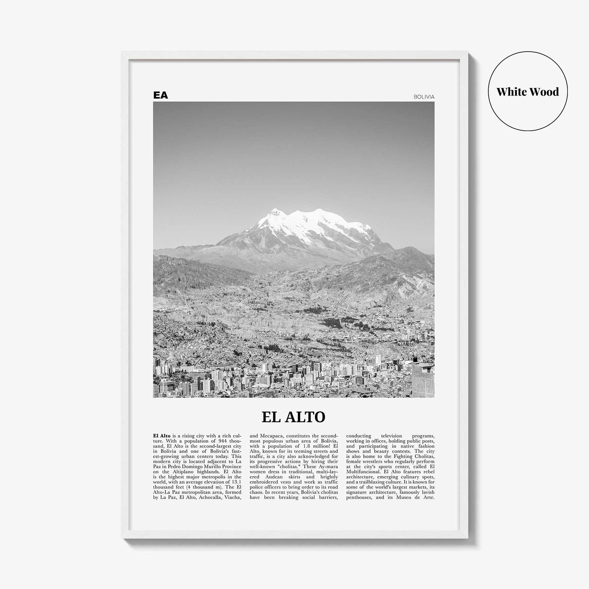 El Alto Print Black and White, El Alto Wall Art, El Alto Poster, El Alto Photo, El Alto Wall Decor, Bolivia, La Paz, South America
