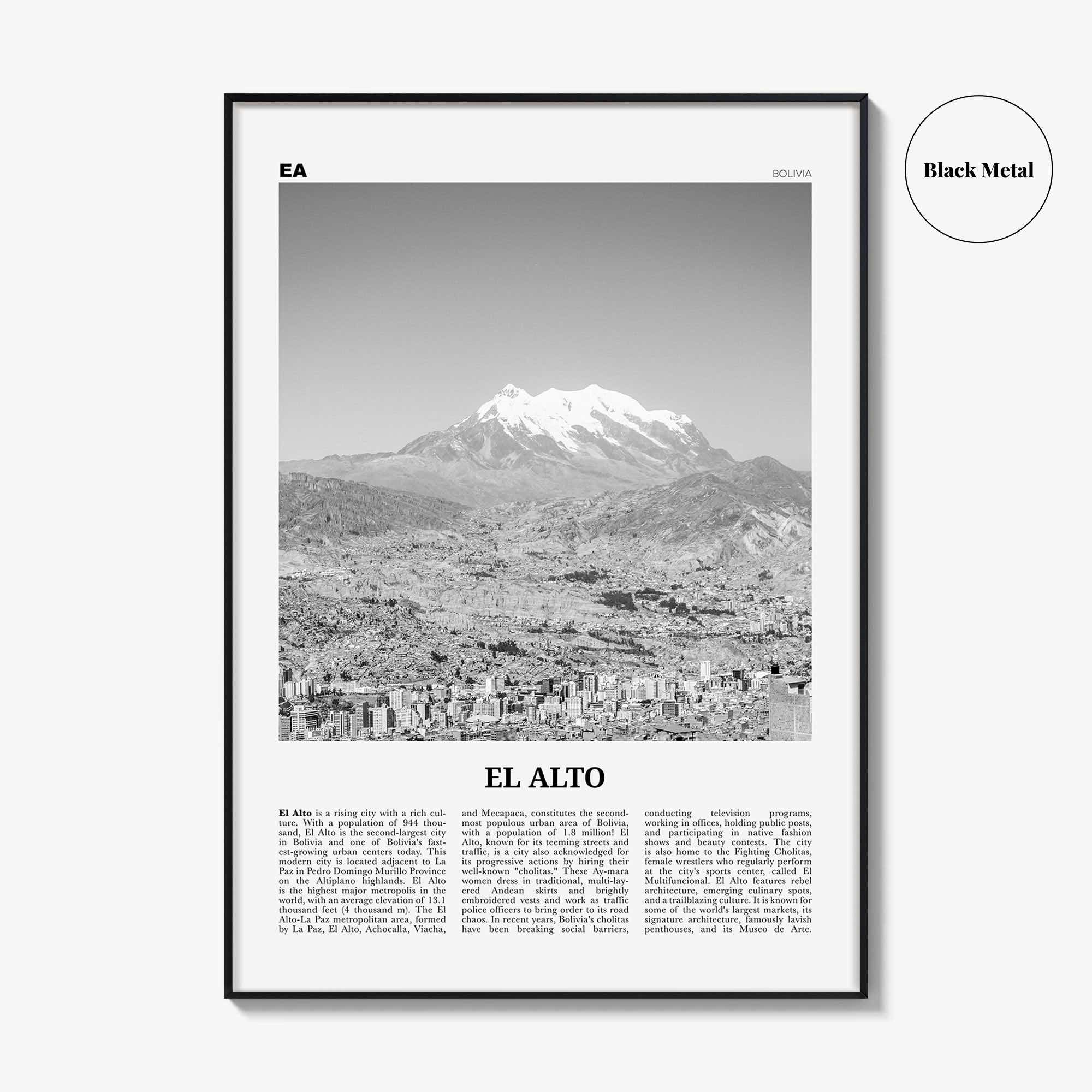 El Alto Print Black and White, El Alto Wall Art, El Alto Poster, El Alto Photo, El Alto Wall Decor, Bolivia, La Paz, South America