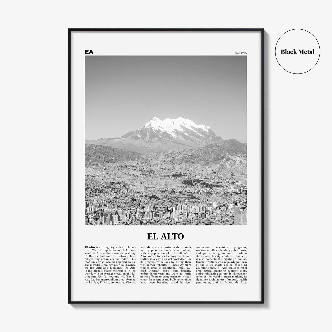 El Alto Print Black and White, El Alto Wall Art, El Alto Poster, El Alto Photo, El Alto Wall Decor, Bolivia, La Paz, South America