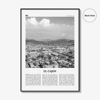 El Cajon Print Black and White, El Cajon Wall Art, El Cajon Poster, El Cajon Photo, El Cajon Wall Décor, El Cajon Map, California, USA