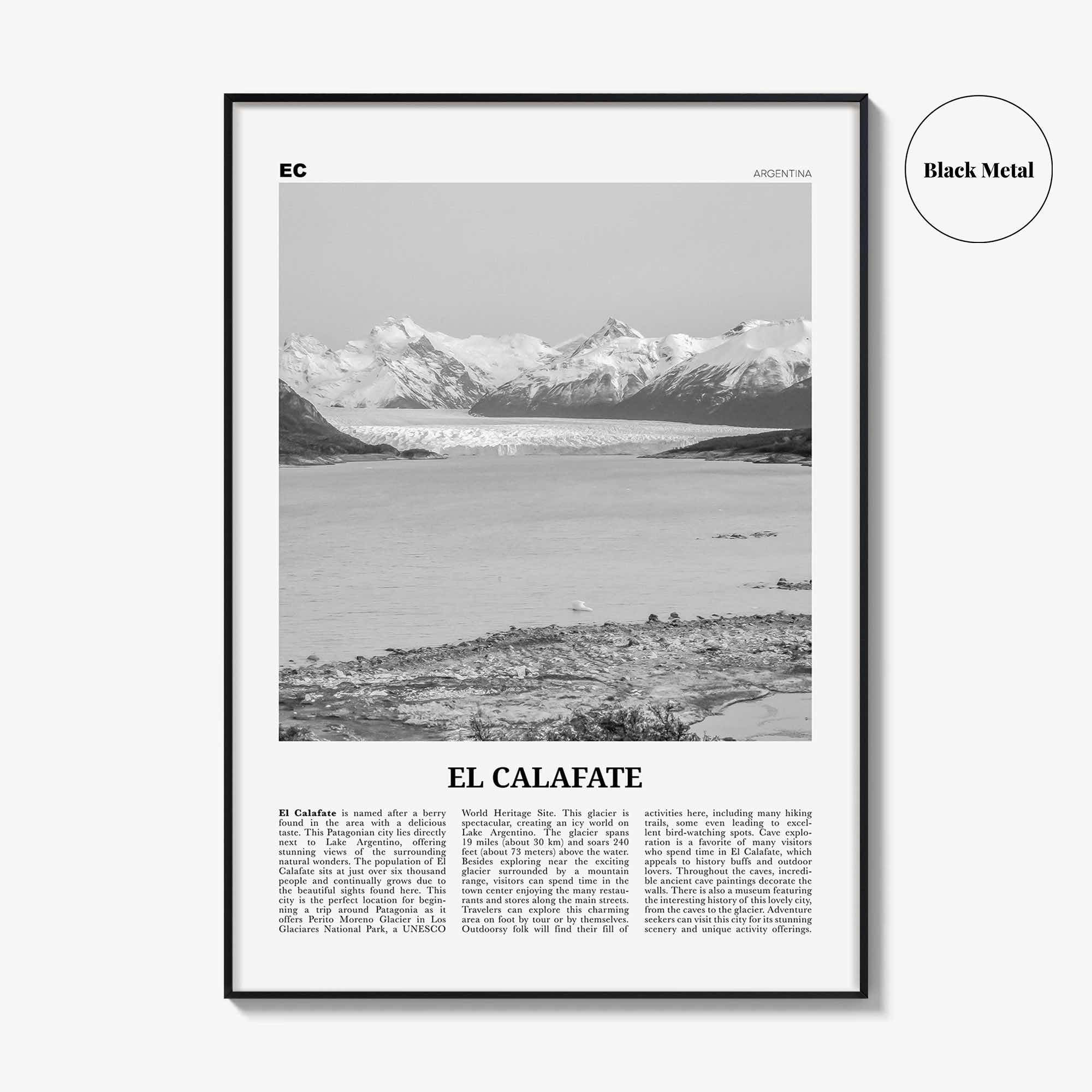 El Calafate Print Black and White, El Calafate Wall Art, El Calafate Poster, El Calafate Photo, El Calafate Wall Décor, Argentina