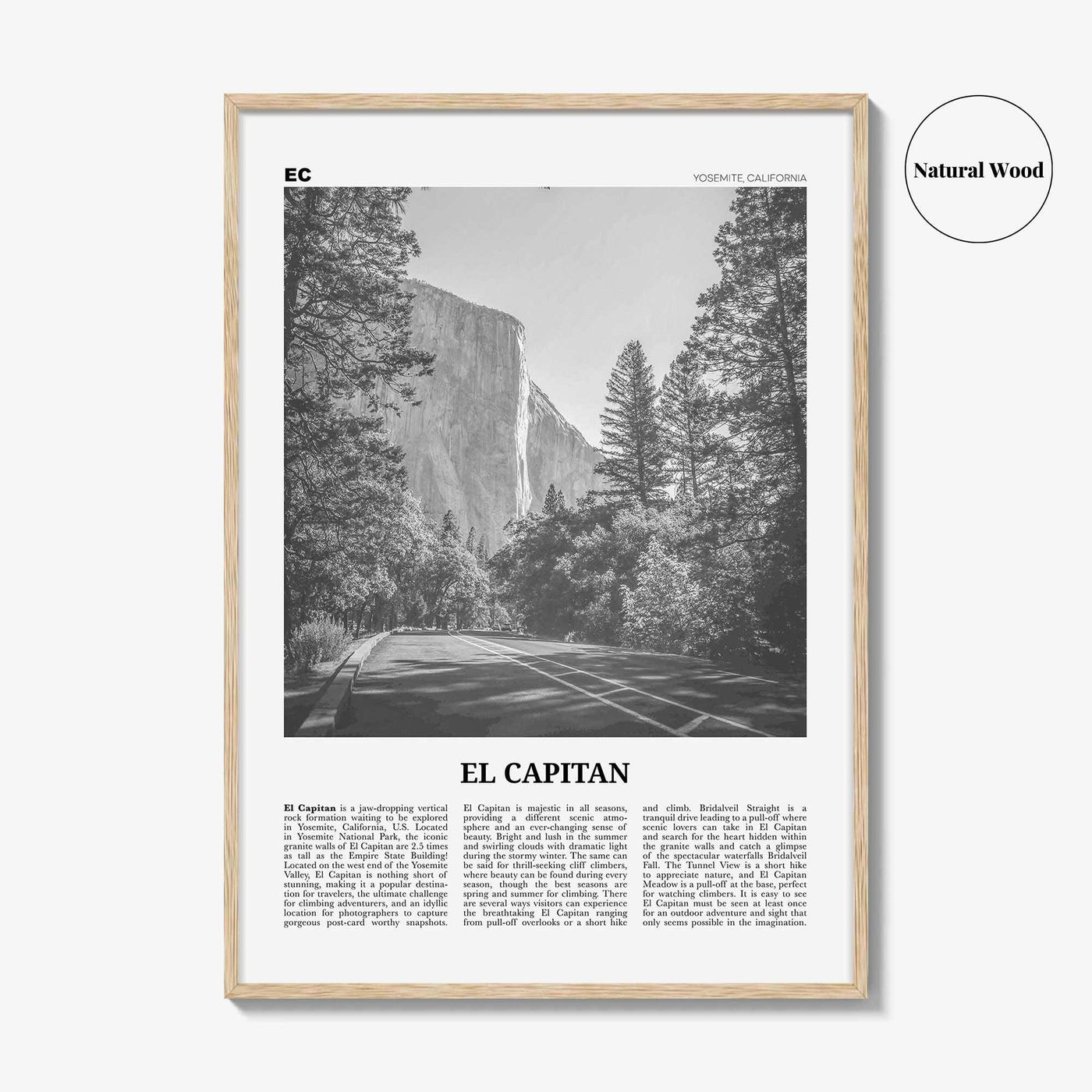 El Capitan Print Black and White, El Capitan Wall Art, El Capitan Poster, El Capitan Photo, Yosemite Poster Print, California, National Park