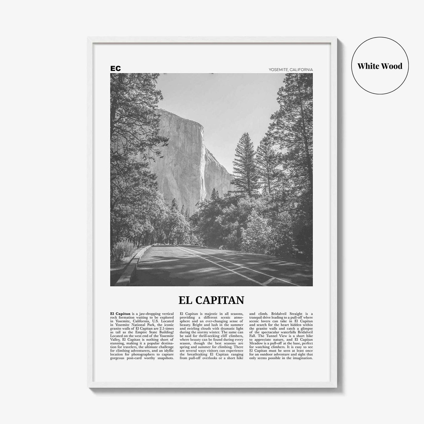 El Capitan Print Black and White, El Capitan Wall Art, El Capitan Poster, El Capitan Photo, Yosemite Poster Print, California, National Park
