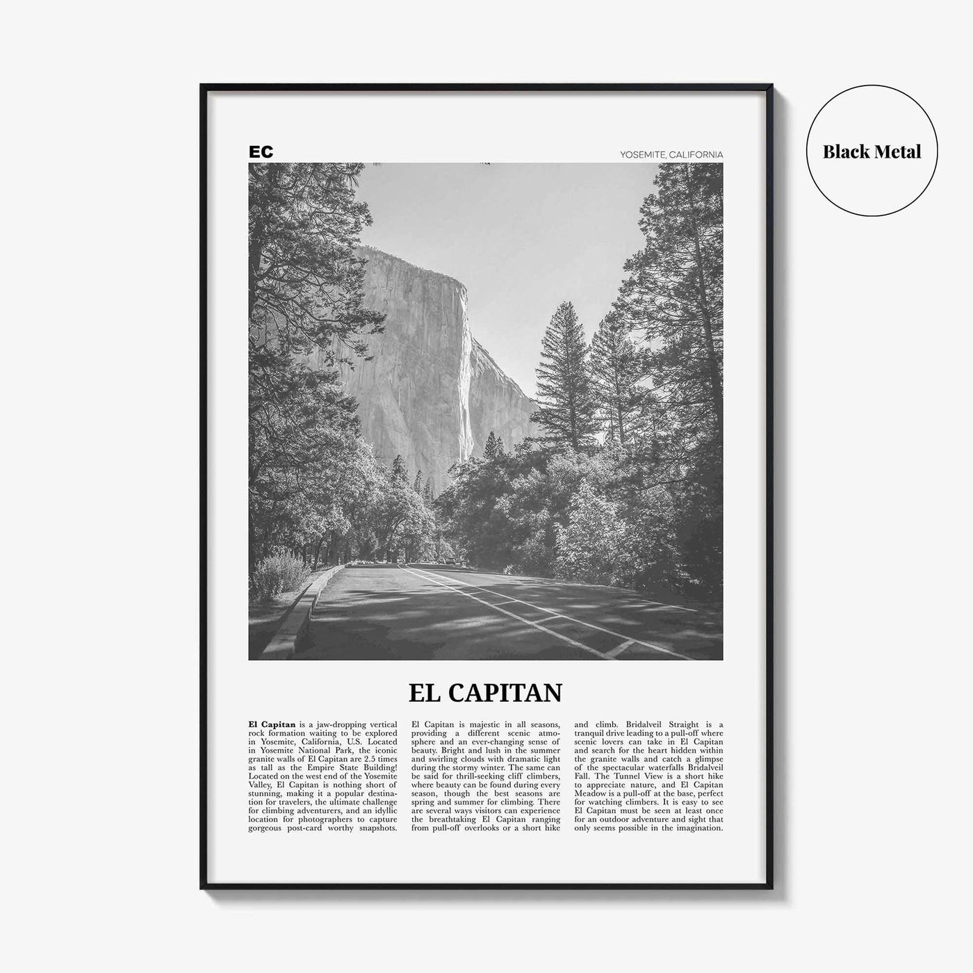 El Capitan Print Black and White, El Capitan Wall Art, El Capitan Poster, El Capitan Photo, Yosemite Poster Print, California, National Park