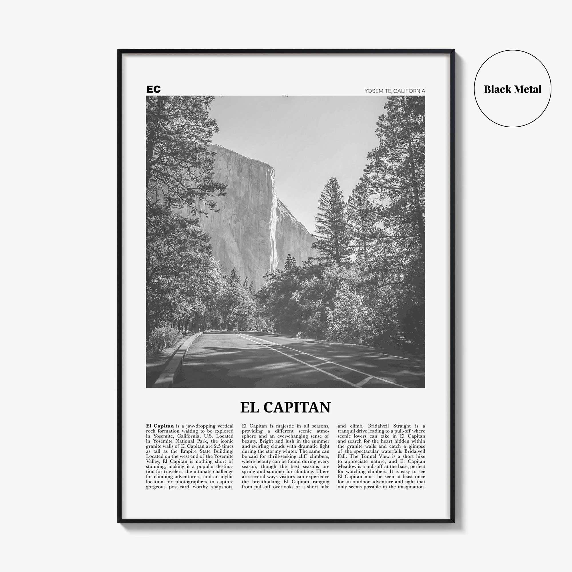 El Capitan Print Black and White, El Capitan Wall Art, El Capitan Poster, El Capitan Photo, Yosemite Poster Print, California, National Park